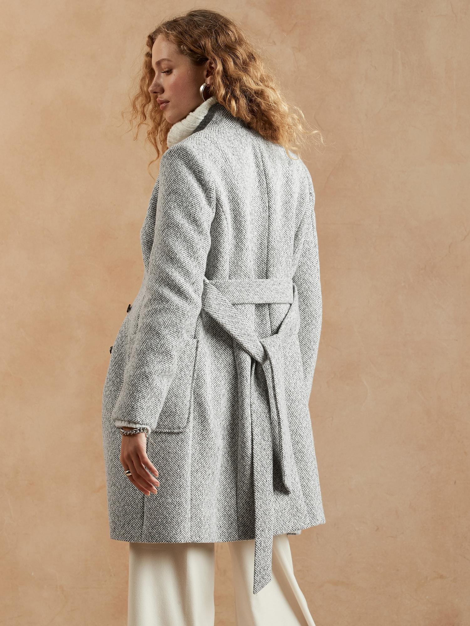 petite herringbone coat