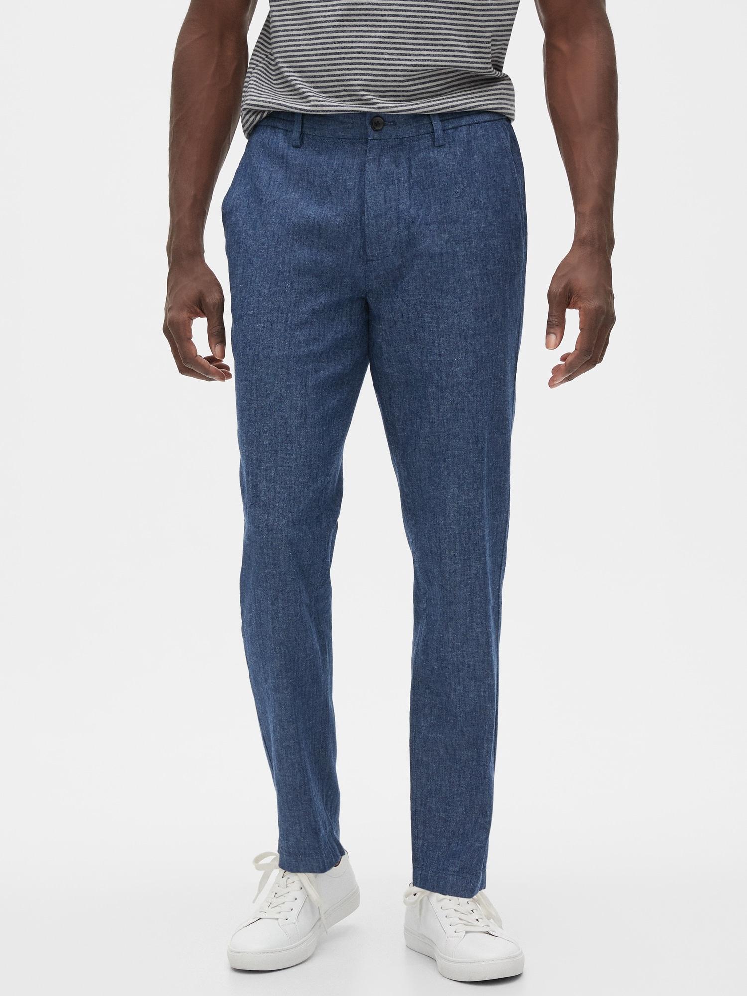 Banana Republic Factory Linen-blend Mason E-waist Athletic-fit Pant in Blue for Men - Lyst