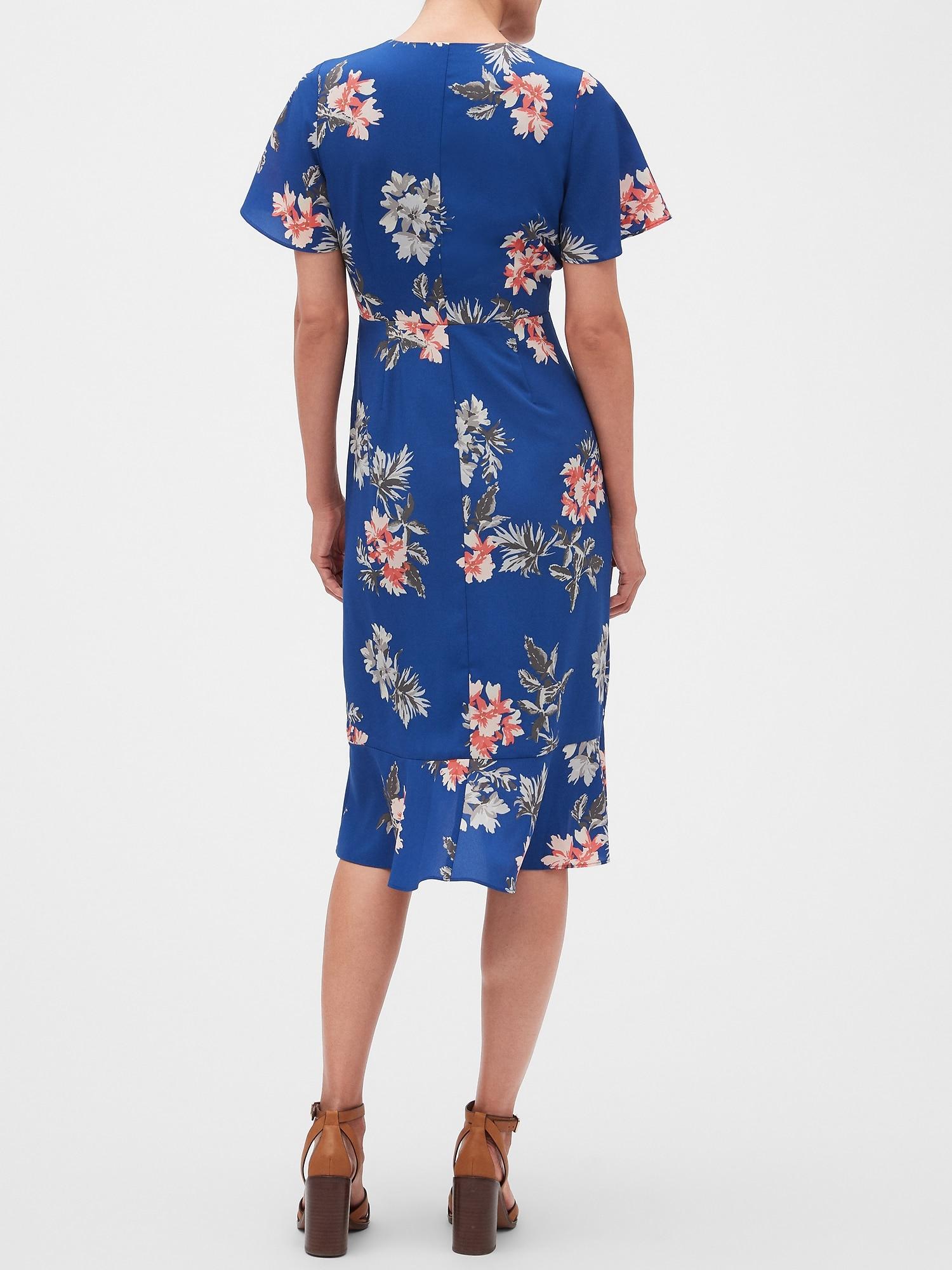 banana republic floral wrap dress