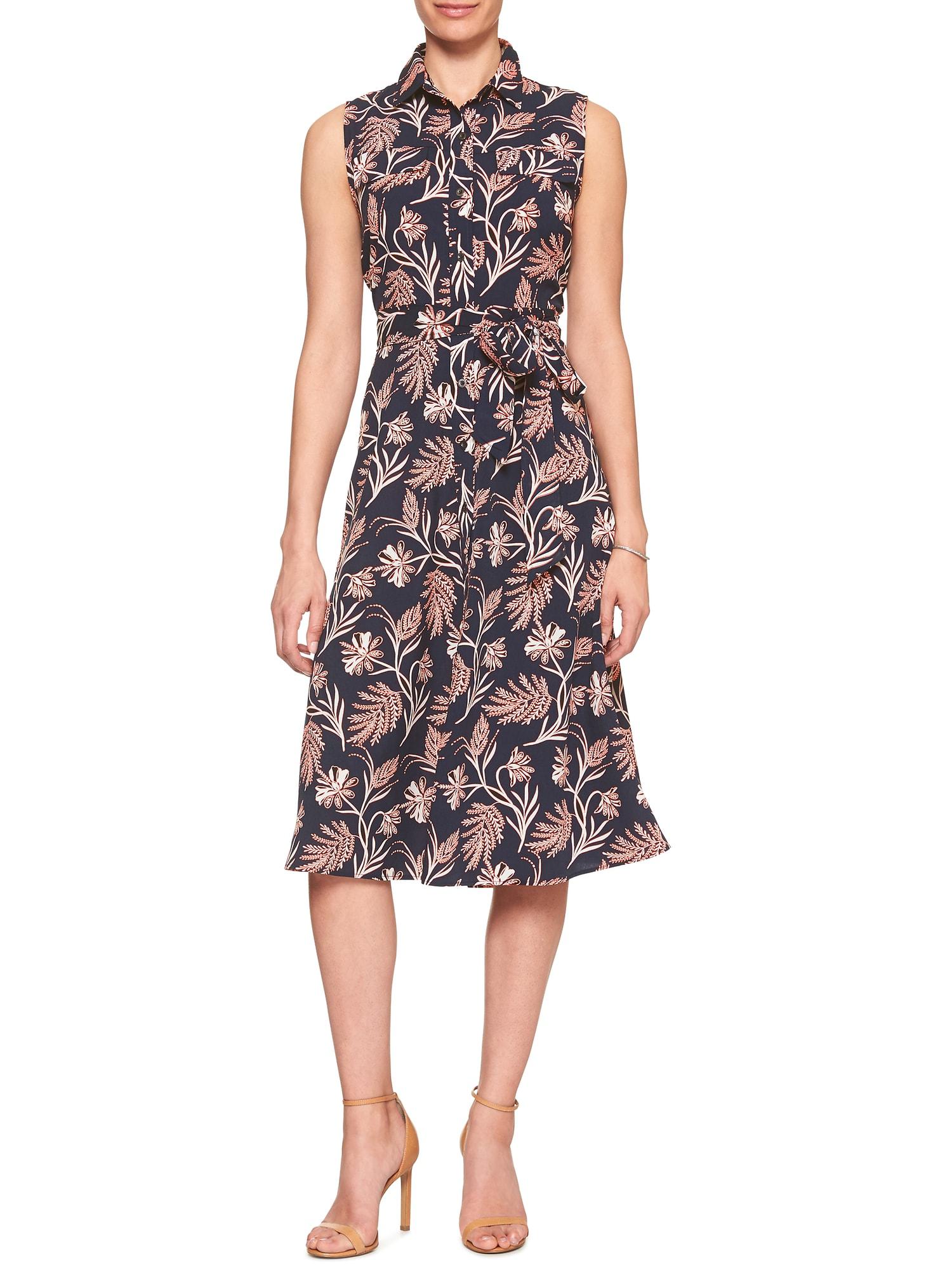 banana republic floral shirt dress