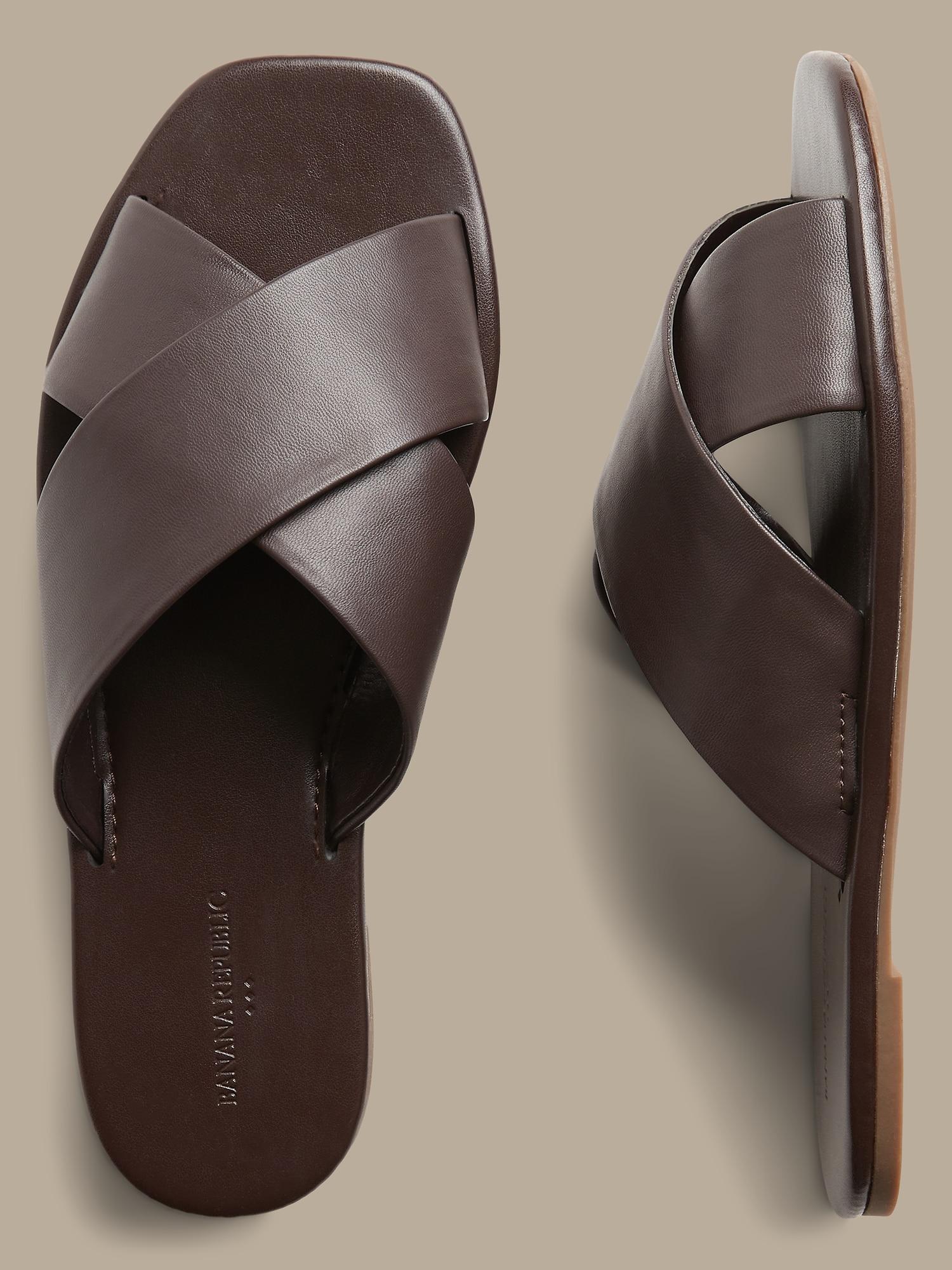 banana republic men's leather flip flops