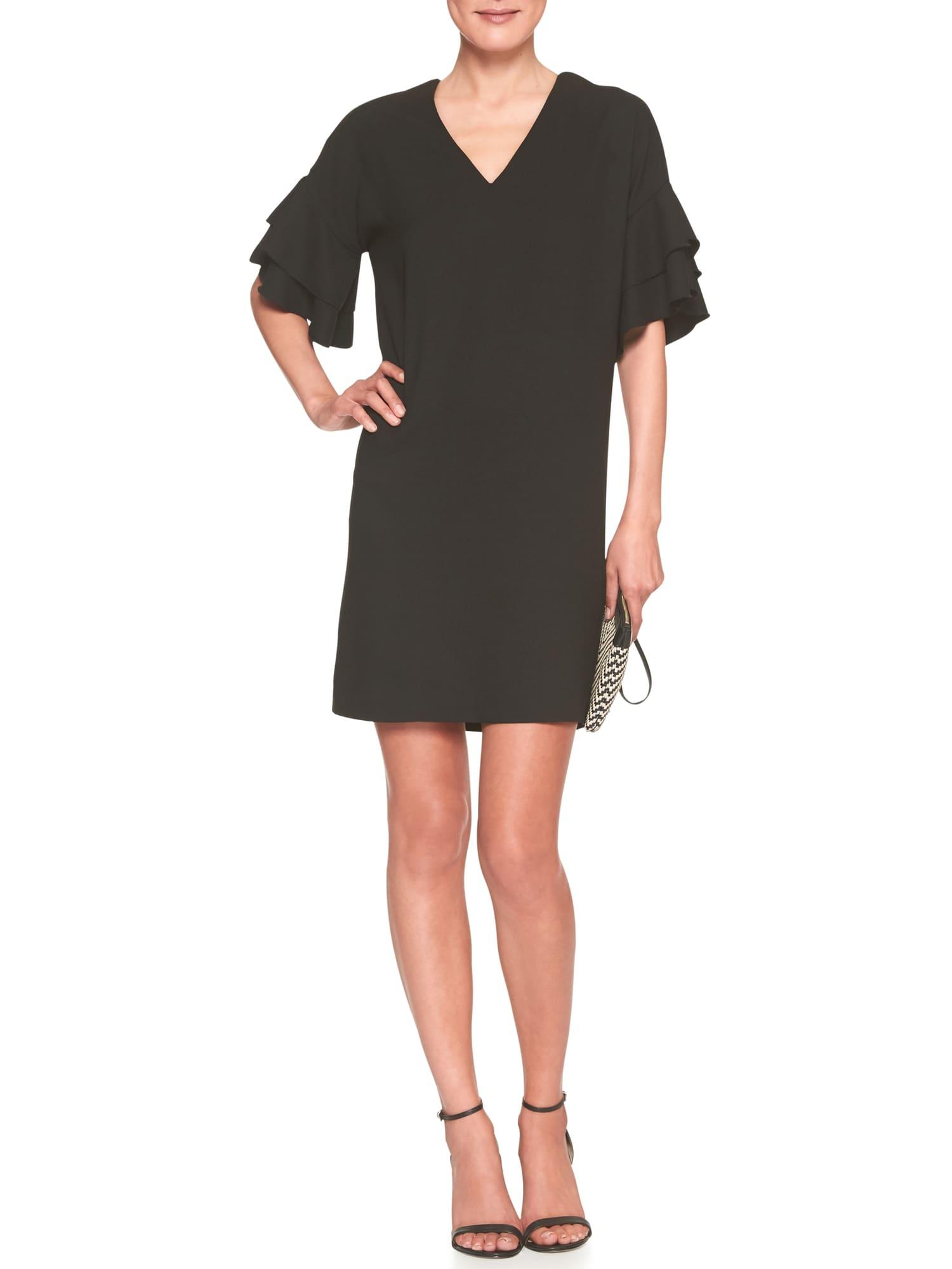 flounce sleeve shift dress