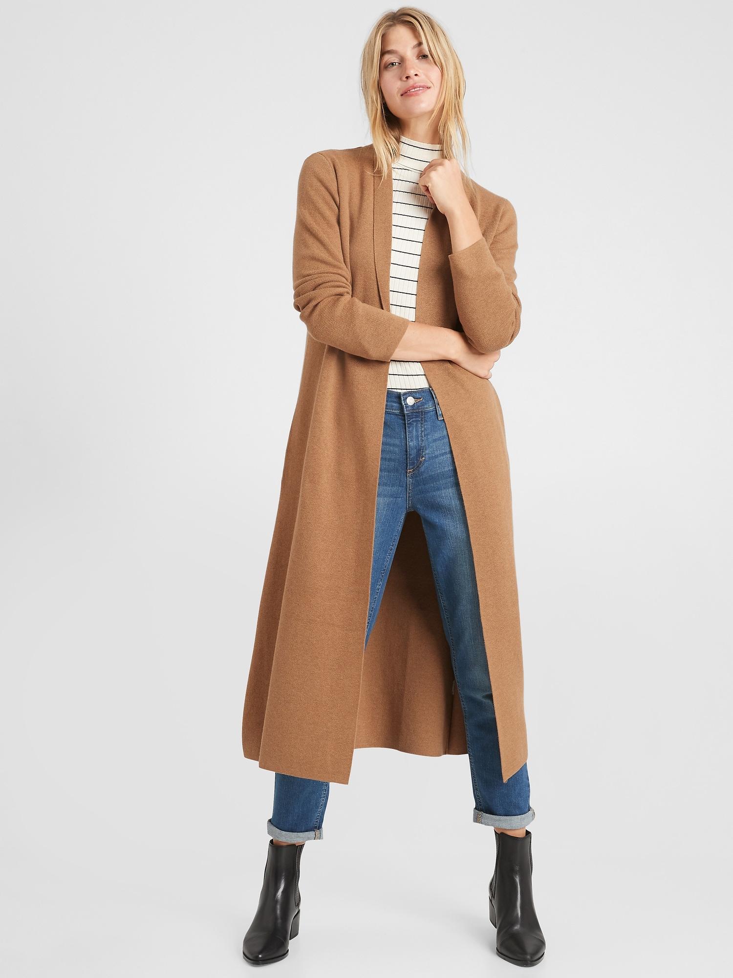 Banana Republic Factory Structured Sweater Coat in Camel (Blue) - Lyst