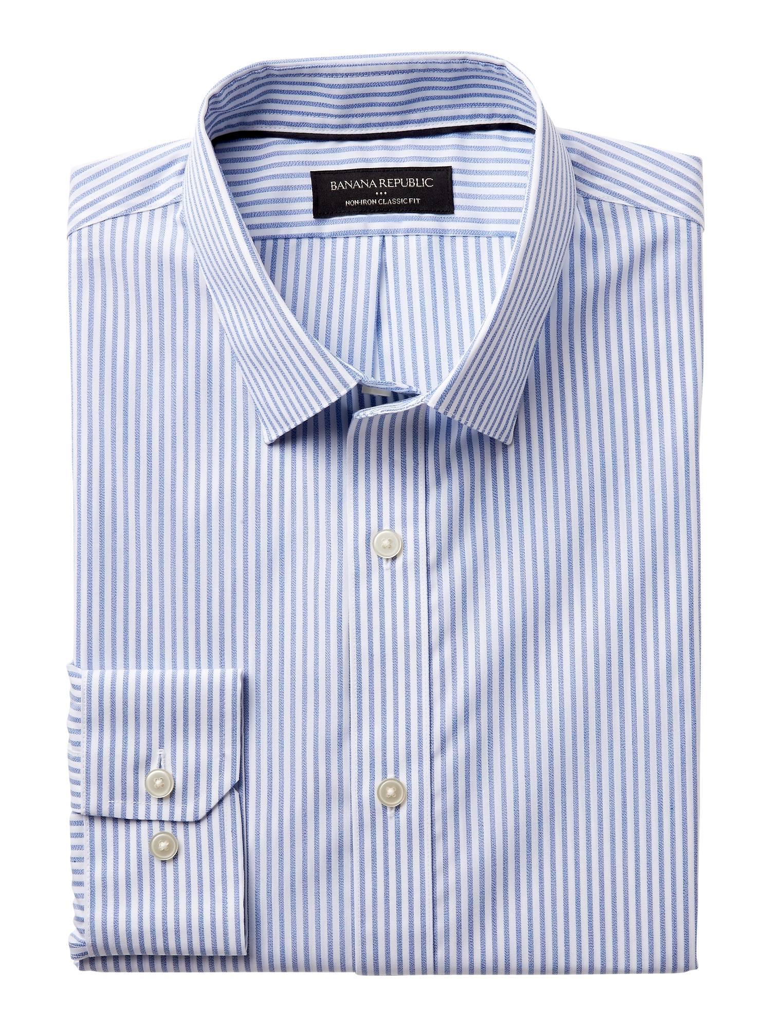 Non-iron Ticking Stripe Shirt 