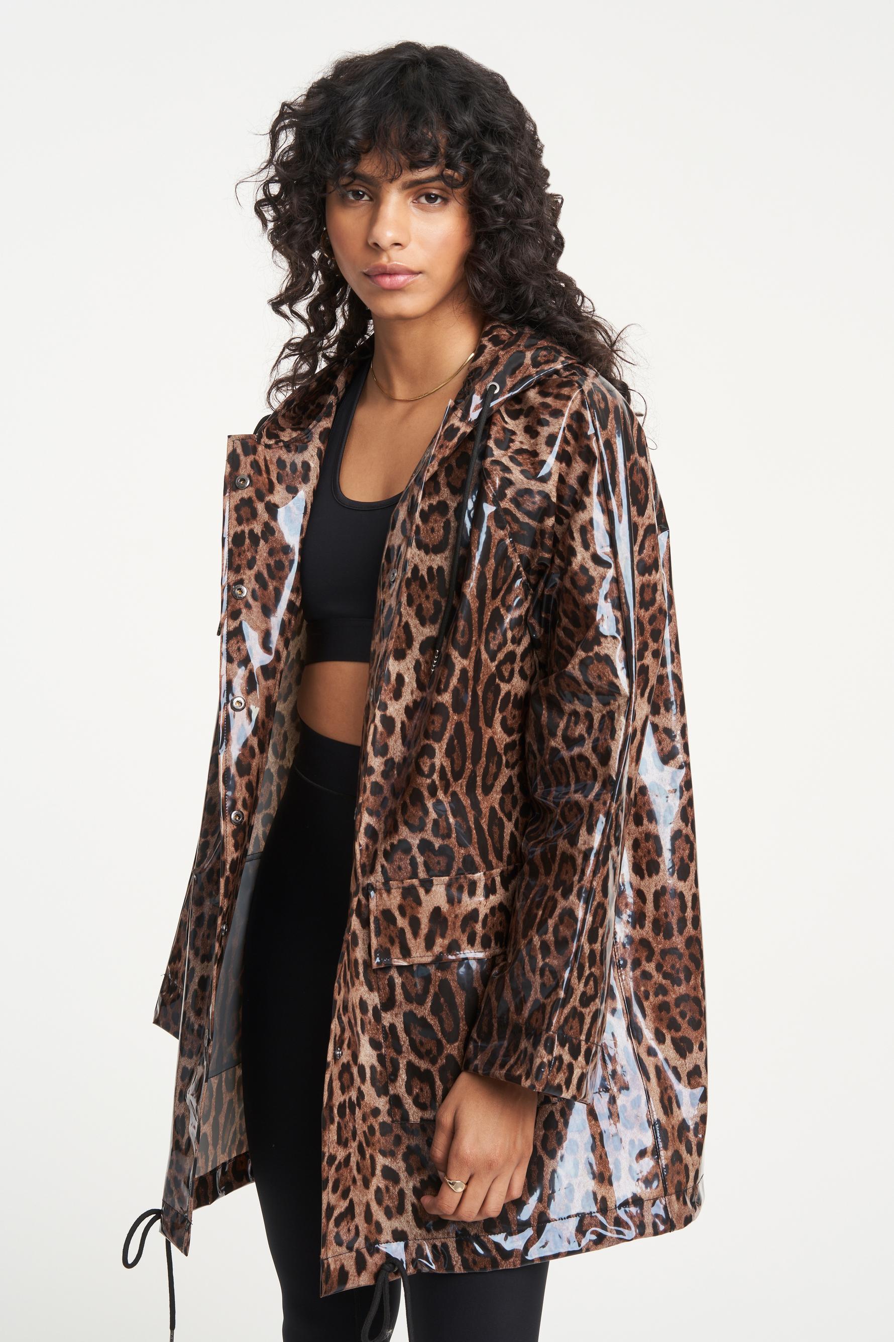 leopard raincoat with hood