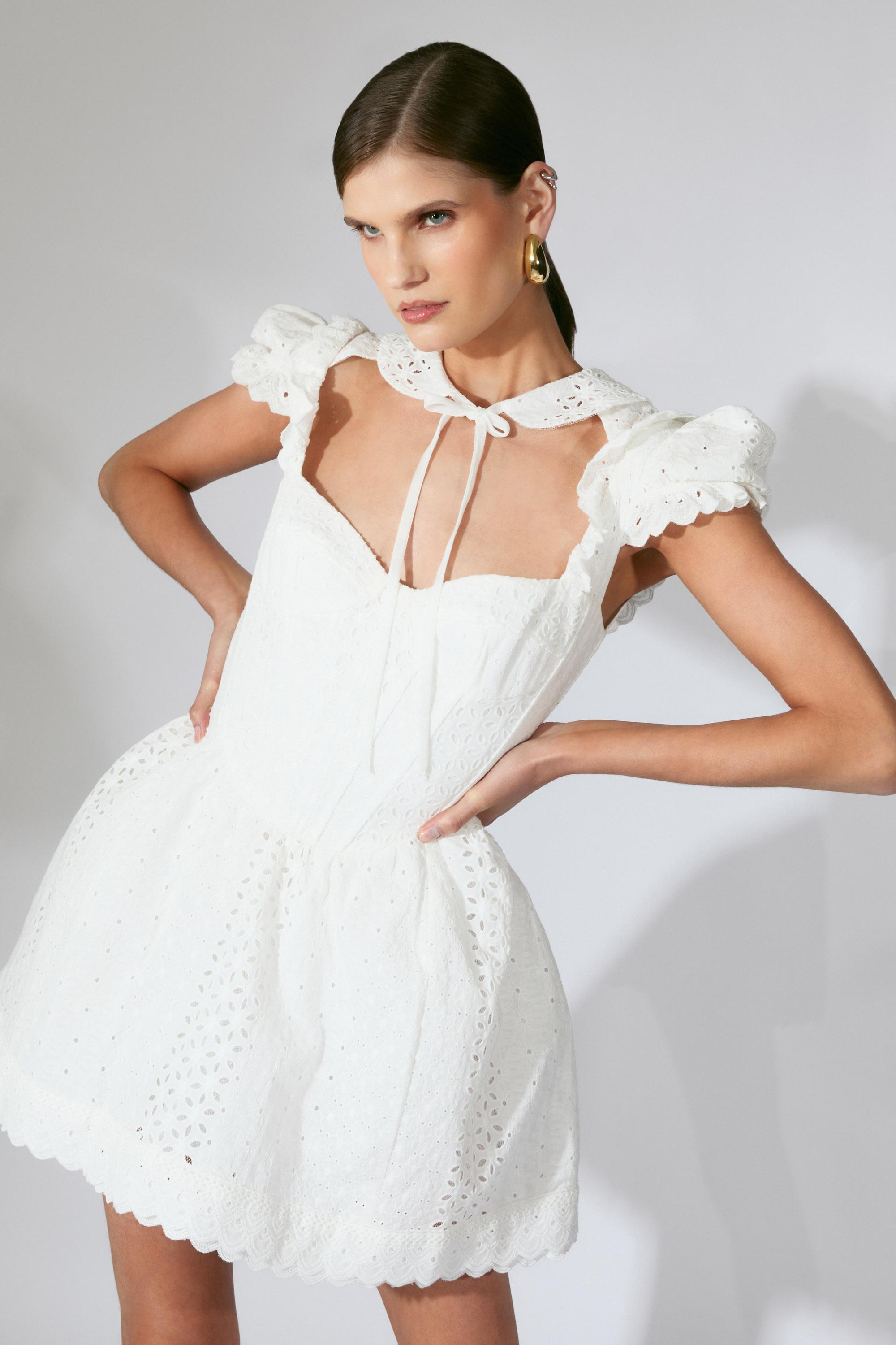 Bardot Allington Broderie Mini Dress in White | Lyst Bardot Allington Broderie Mini Dress in White | Lyst