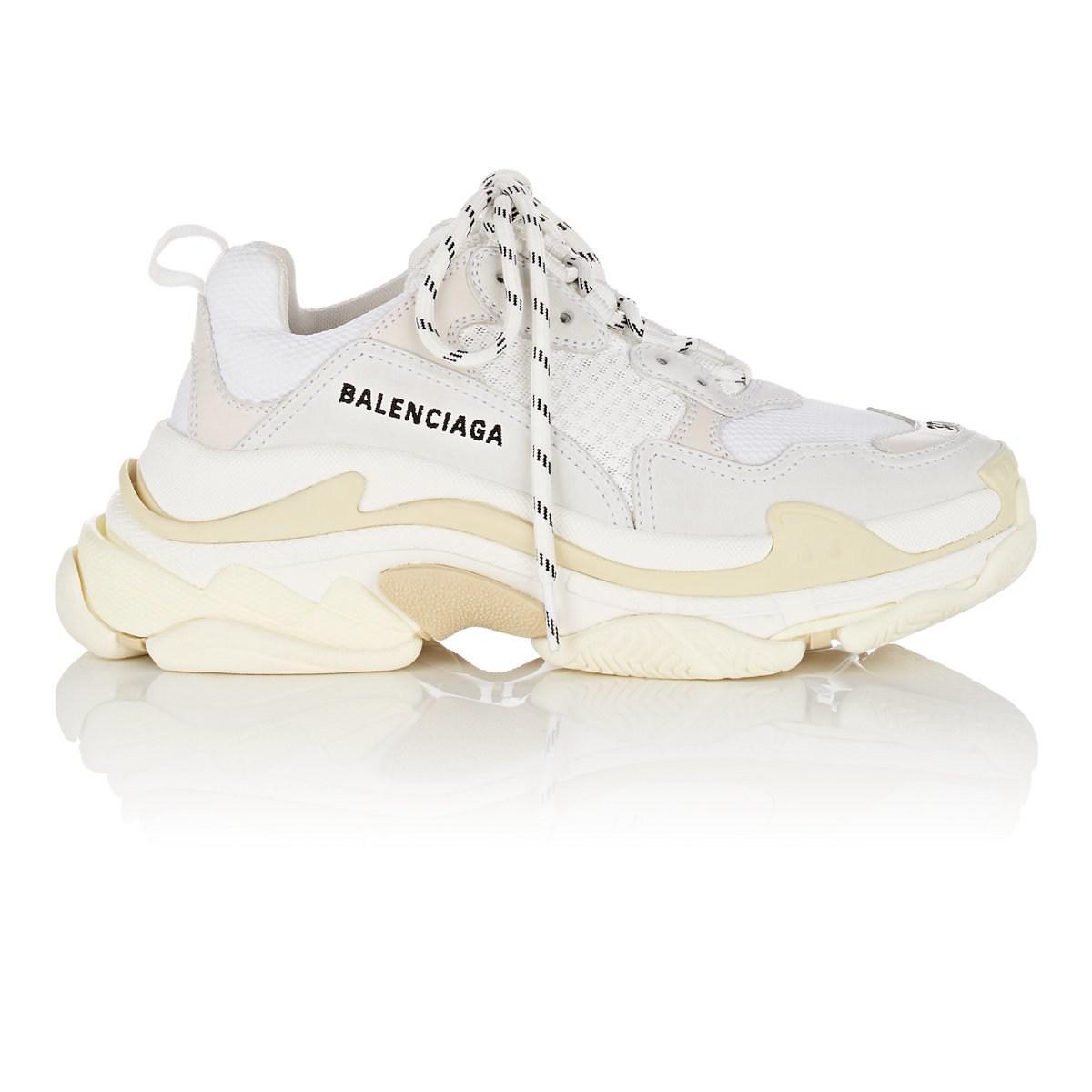 Balenciaga Leather Triple S Sneakers in White - Save 15% - Lyst