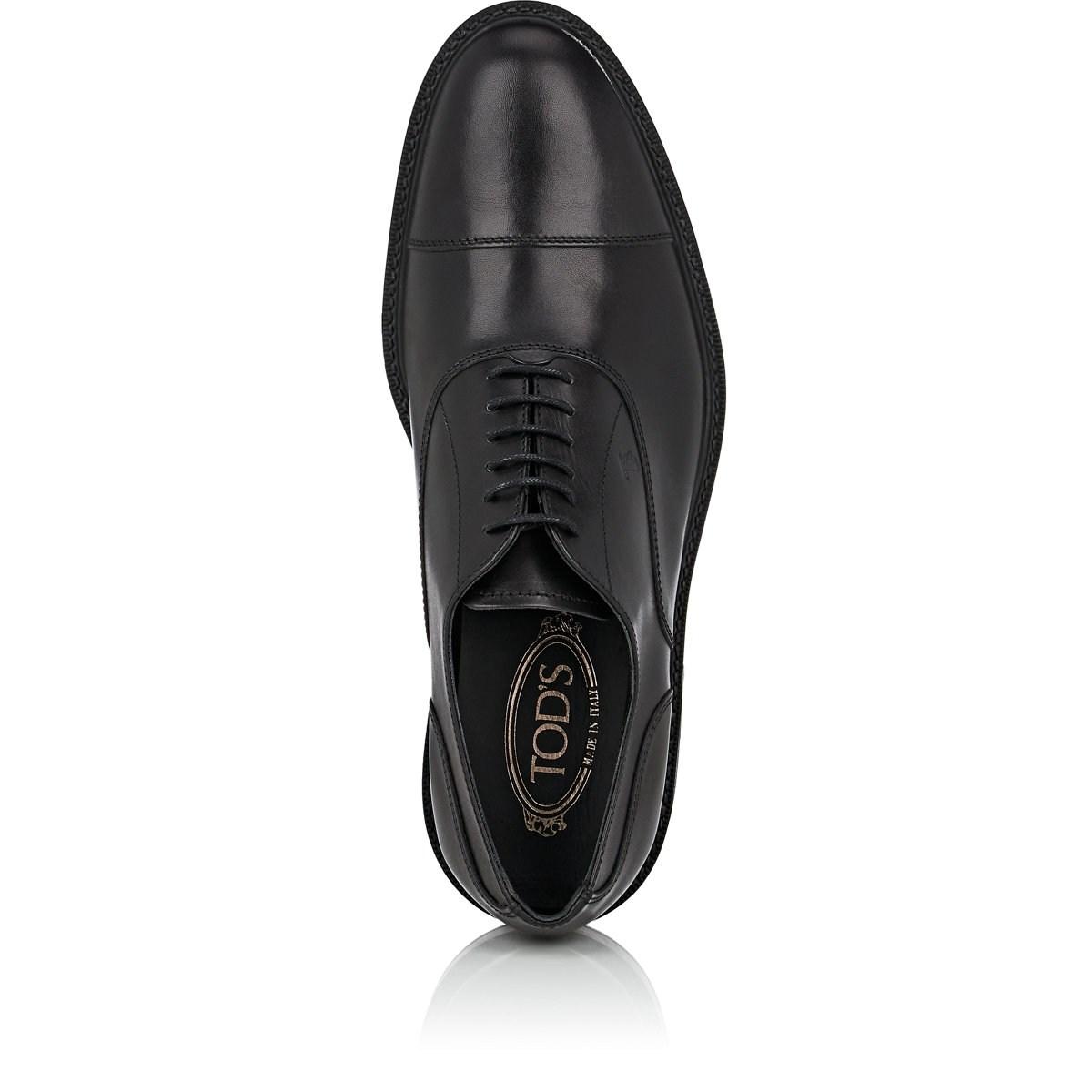 Tod's Cap-toe Leather Balmorals in Black for Men - Lyst