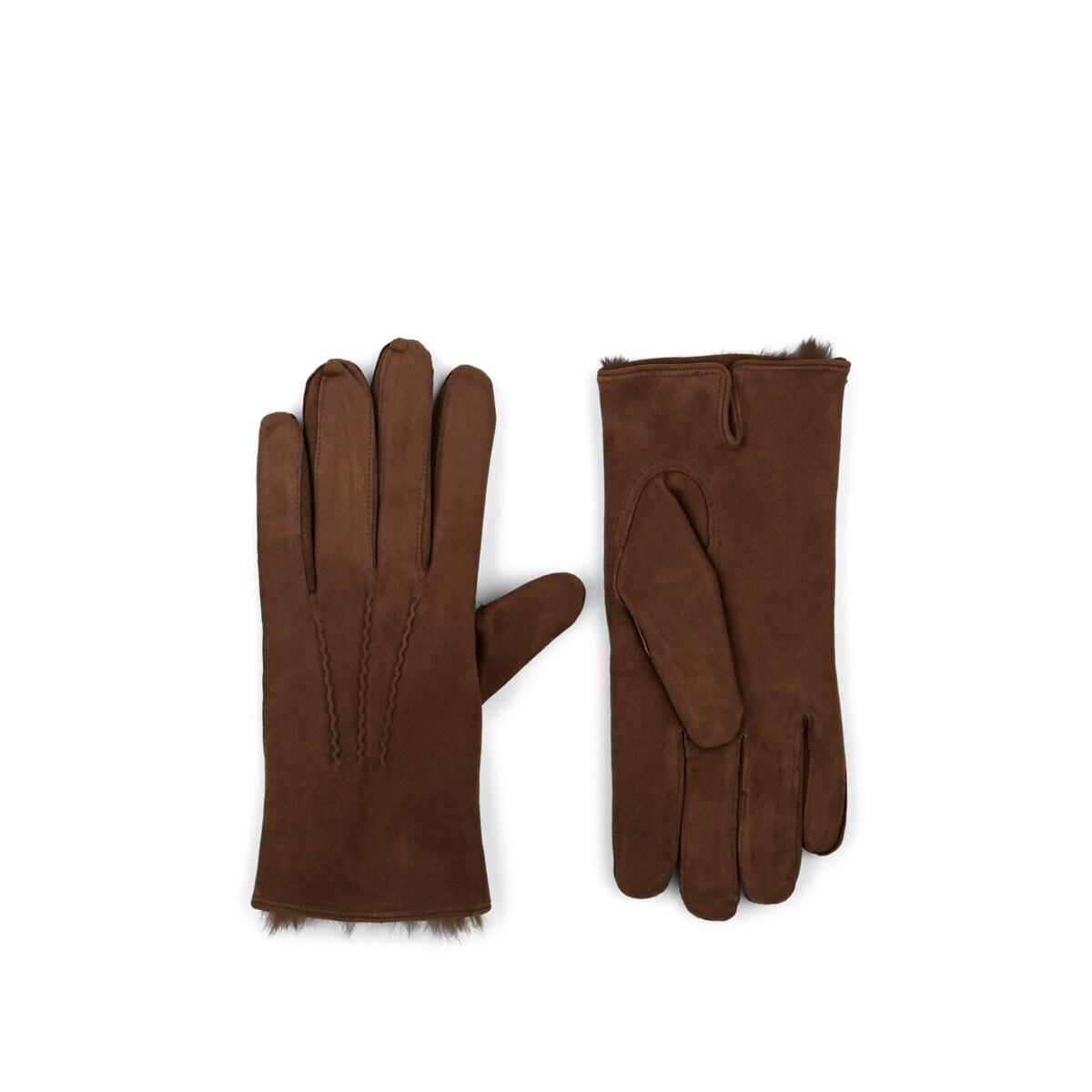 fur lined suede gloves