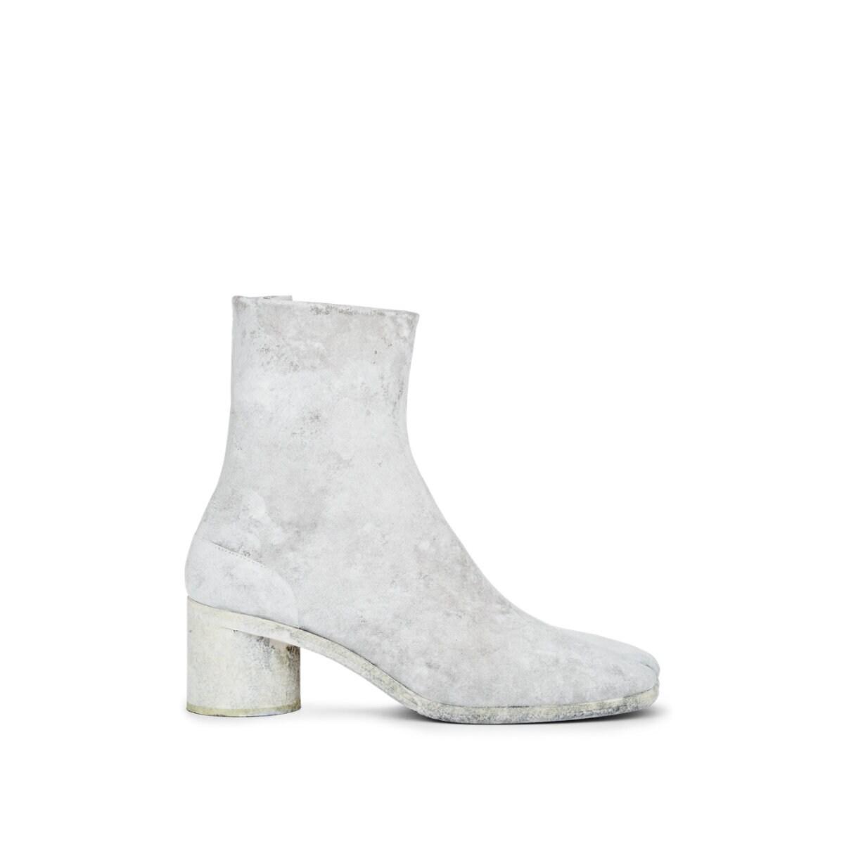 Maison Margiela Tabi Painted-leather Boots in White for Men - Lyst