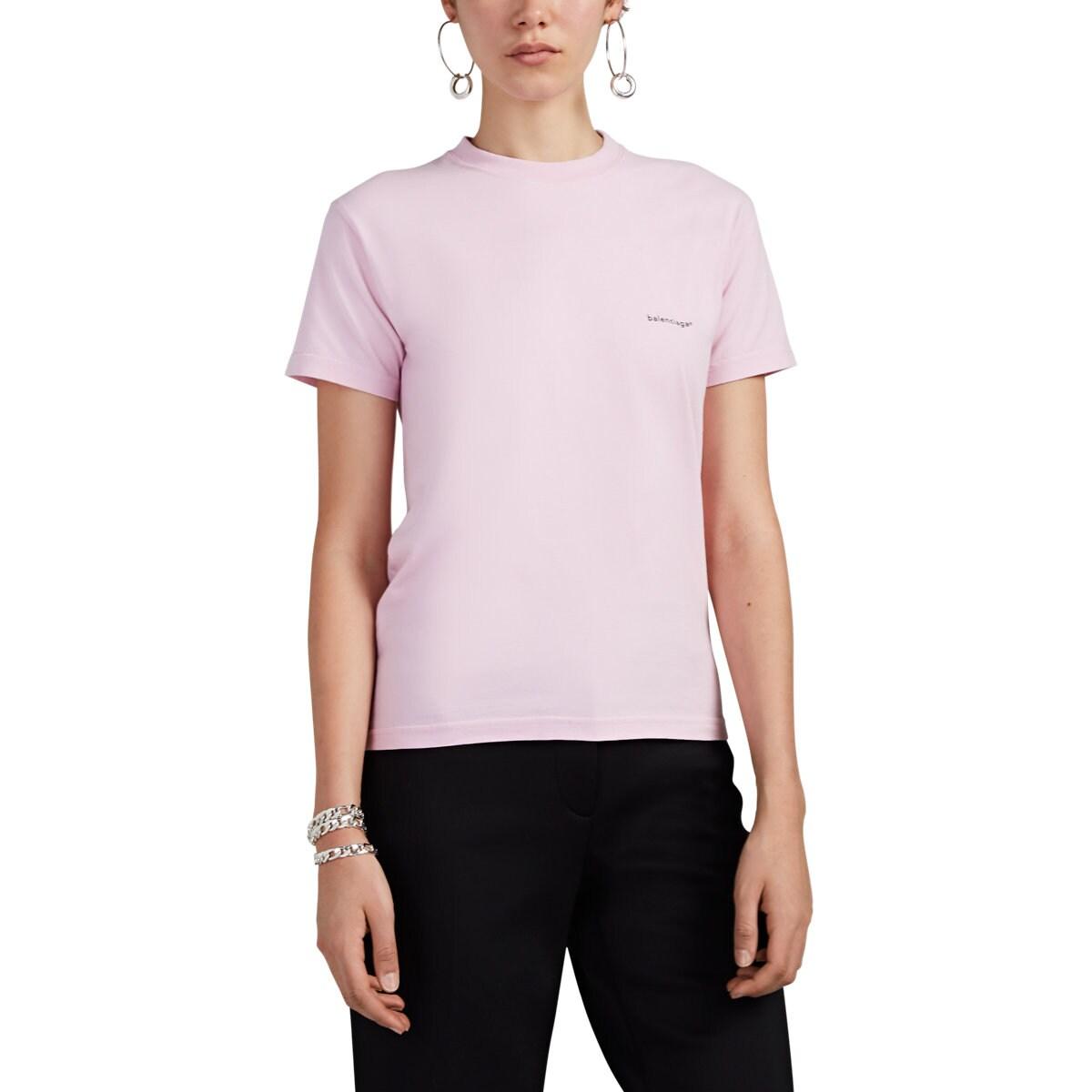 Balenciaga Fitted Logo-print Cotton T-shirt in Rose (Pink) - Lyst