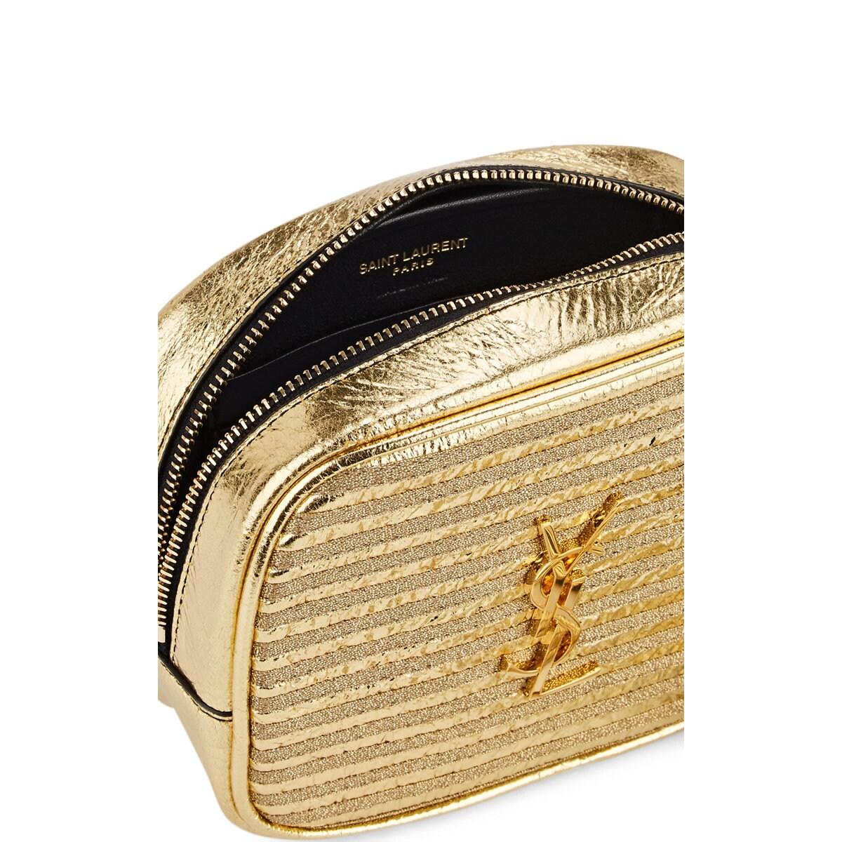 Saint Laurent Monogram Blogger Leather Crossbody Bag in Gold (Metallic