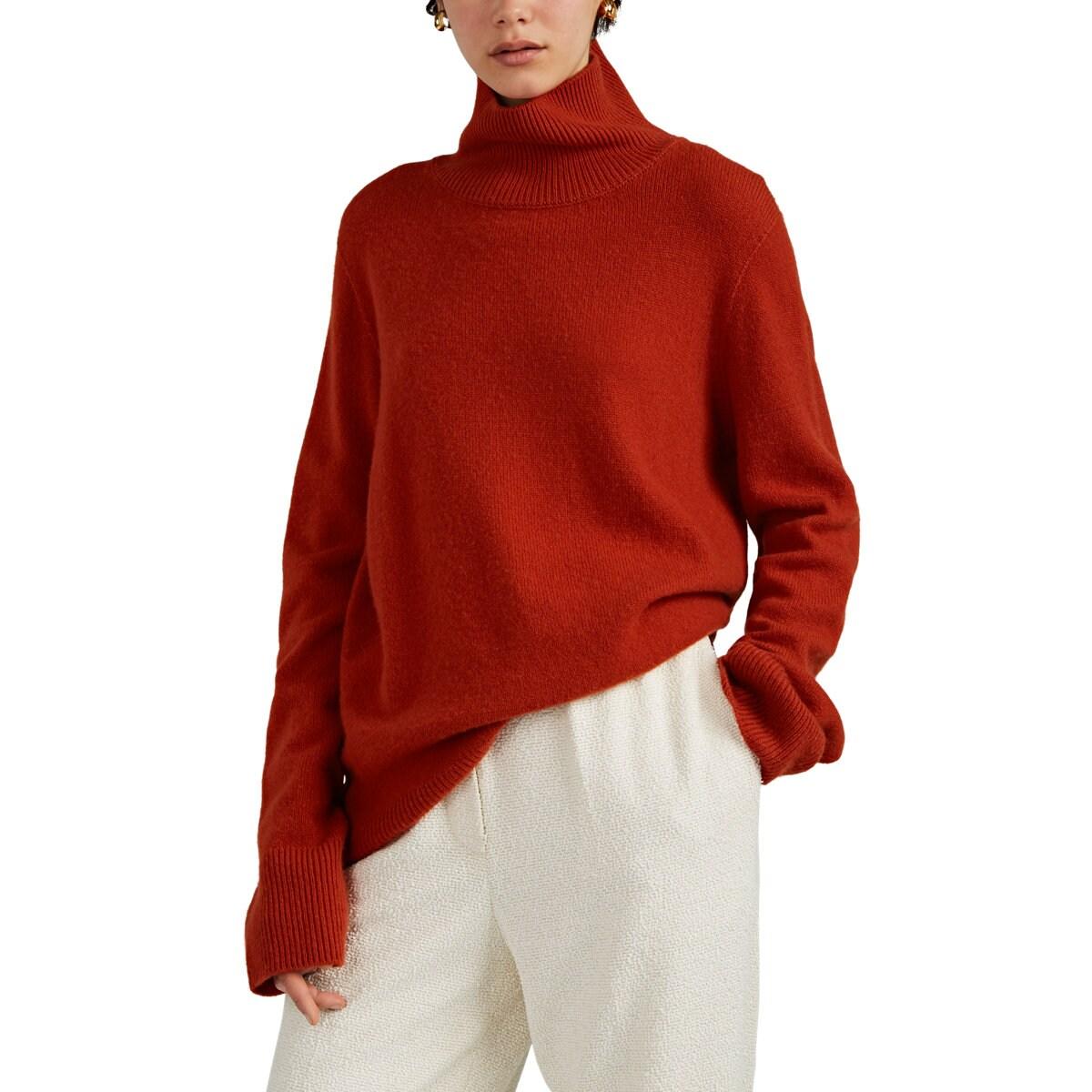 The Row Milina Wool-cashmere Turtleneck Sweater in Rust (Red) - Lyst