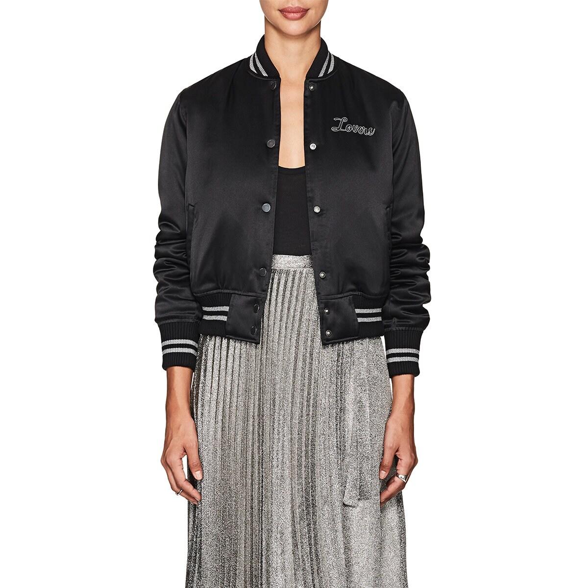 Amiri Lovers Silk Satin Baseball Jacket in Black Lyst