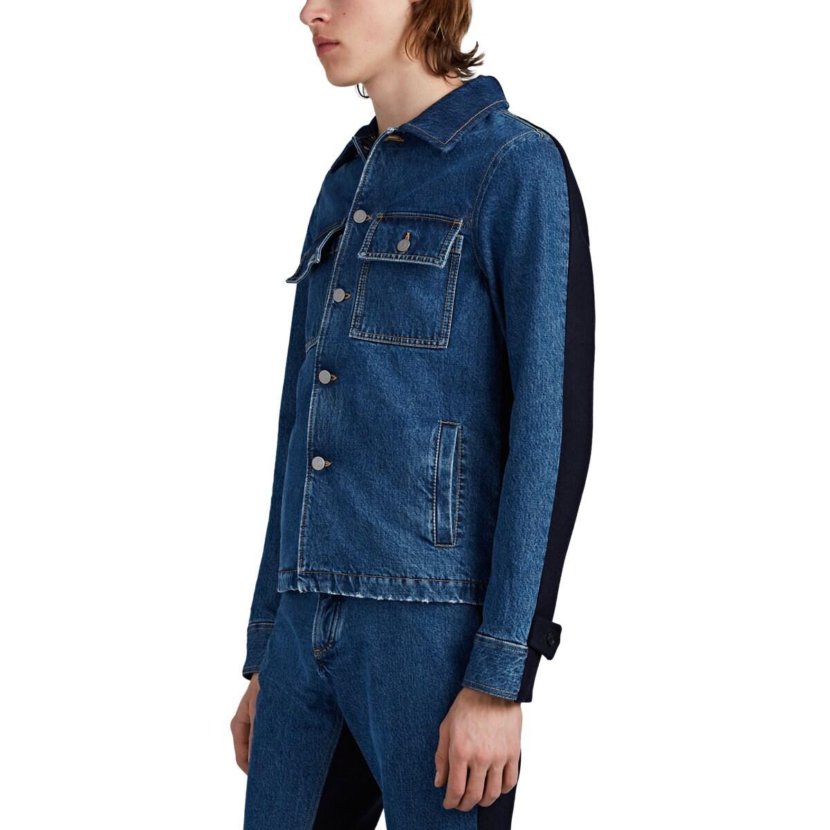 Maison Margiela Cotton Spliced Trucker Jacket in Blue for Men - Lyst