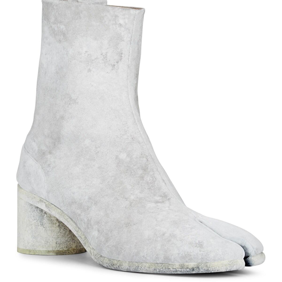 Maison Margiela Tabi Painted-leather Boots in White for Men - Lyst