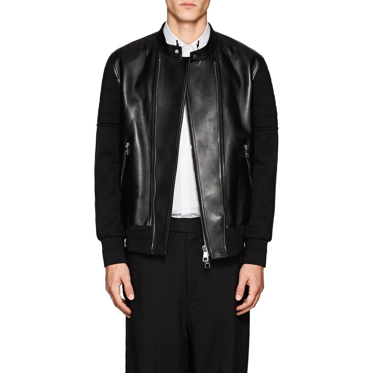 Lyst Neil Barrett Leather Bonded Jersey Moto Jacket In Black For Men Gallery