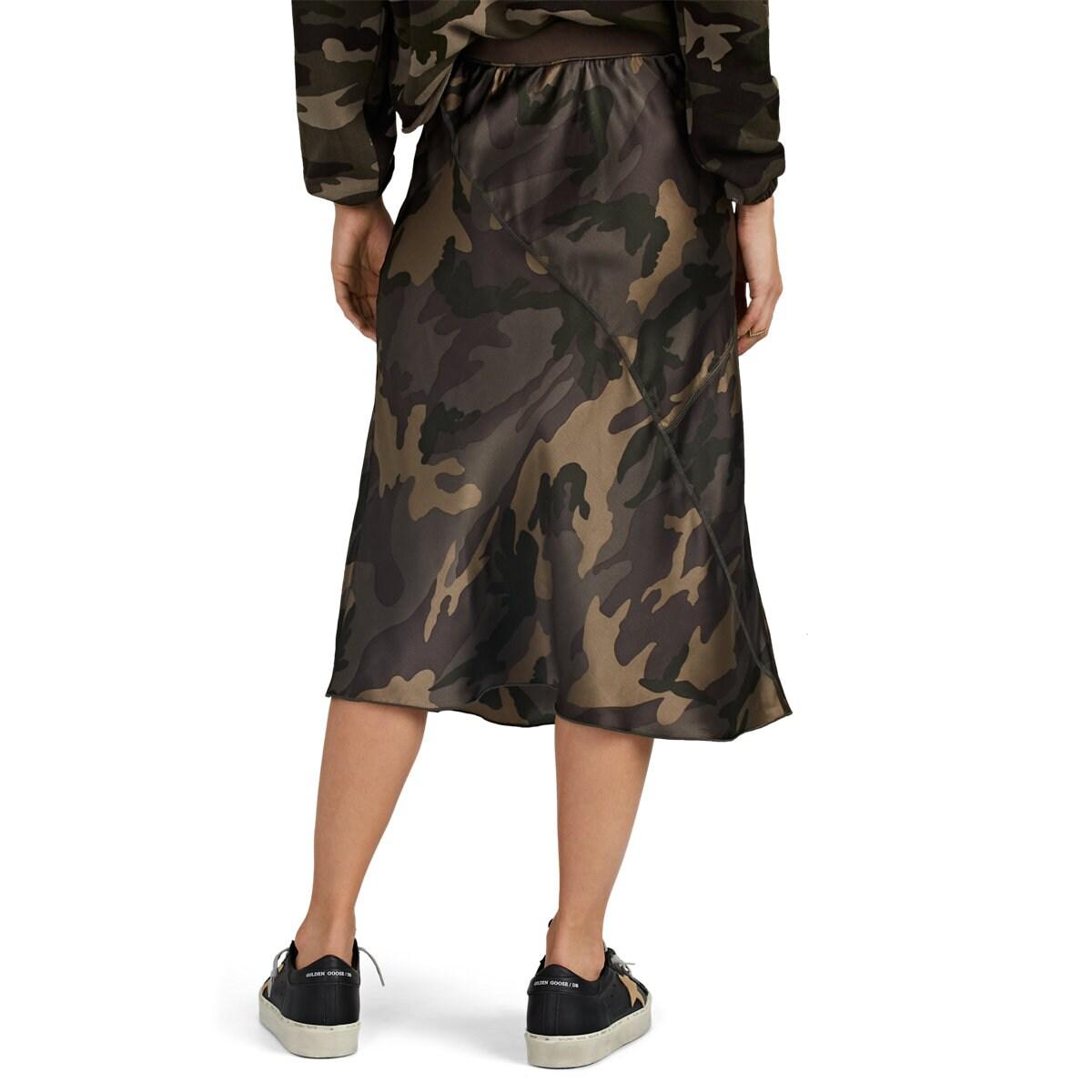 ATM Camouflage Silk Satin Midi-skirt in Green - Lyst