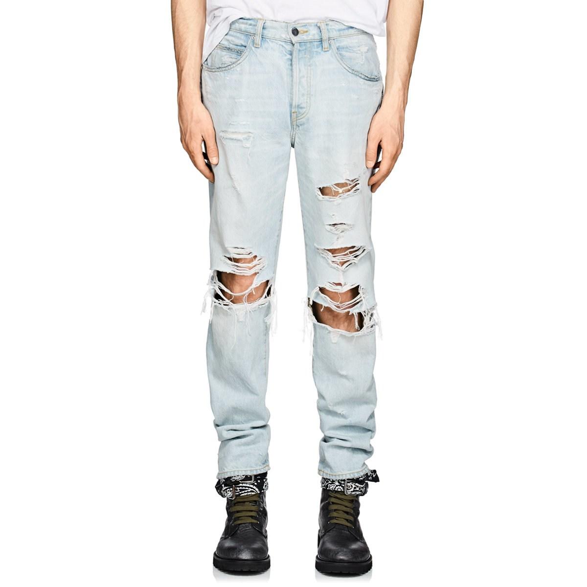 Amiri Denim Destroyed Slouch Slim-straight Jeans in lt. Blue (Blue) for ...