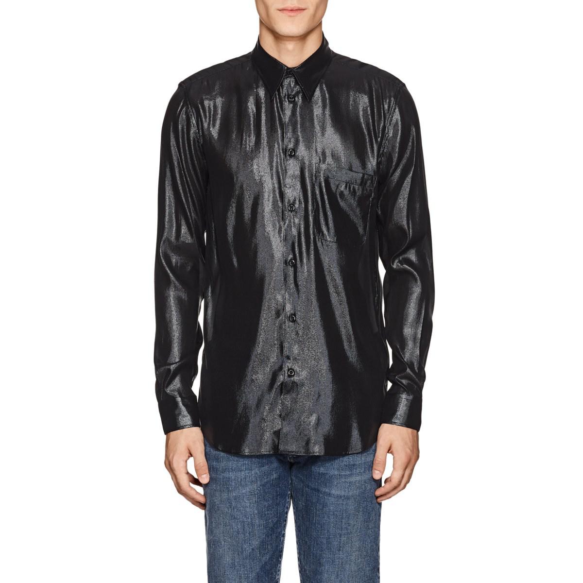 Givenchy Silk-blend Lamé Shirt in Black for Men - Lyst