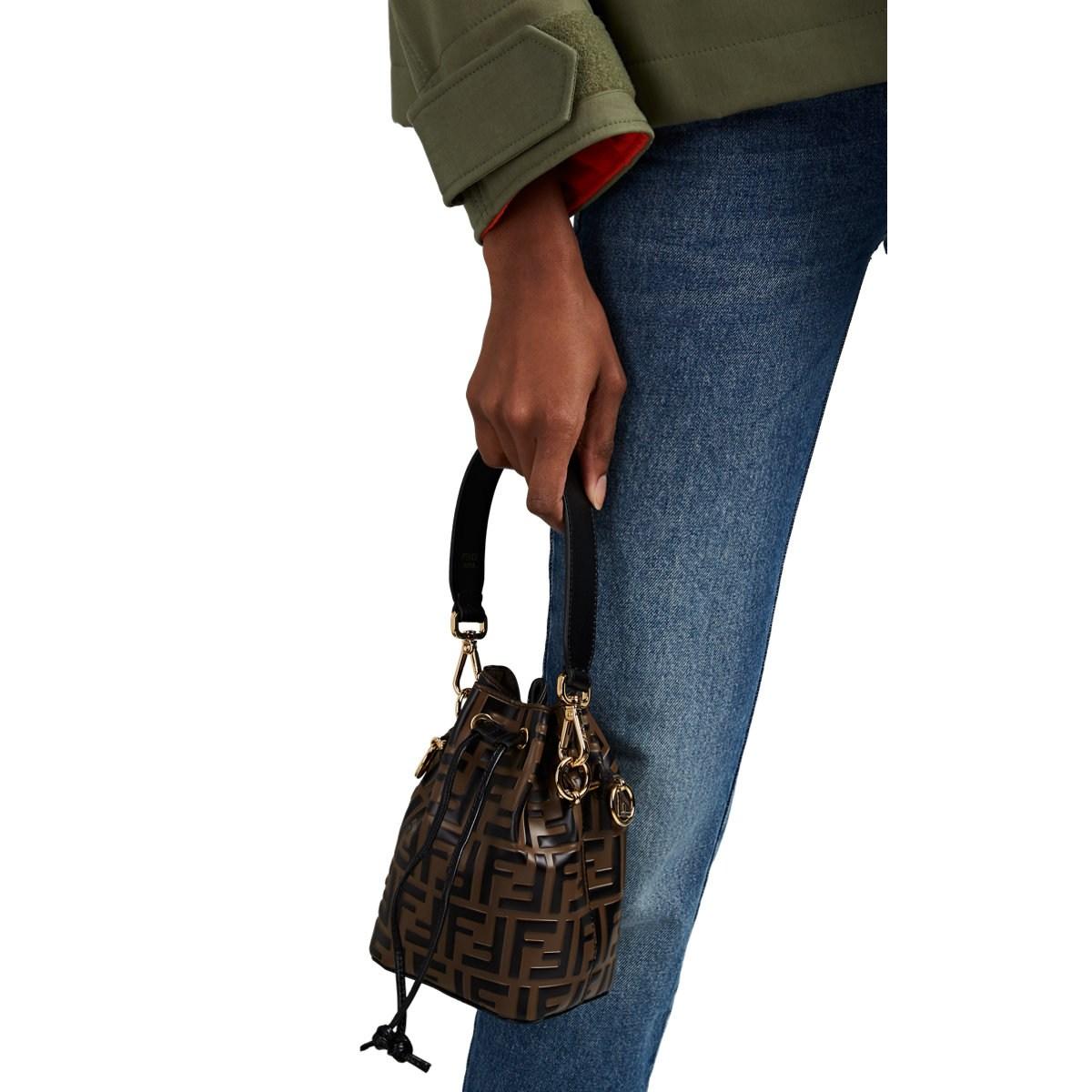 Fendi Mon Tresor Mini Leather Bucket Bag in Black Lyst