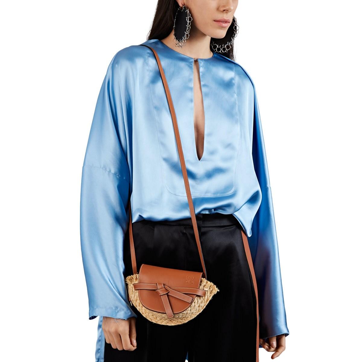 Loewe Gate Mini Straw & Leather Shoulder Bag in Beige (Natural) Lyst