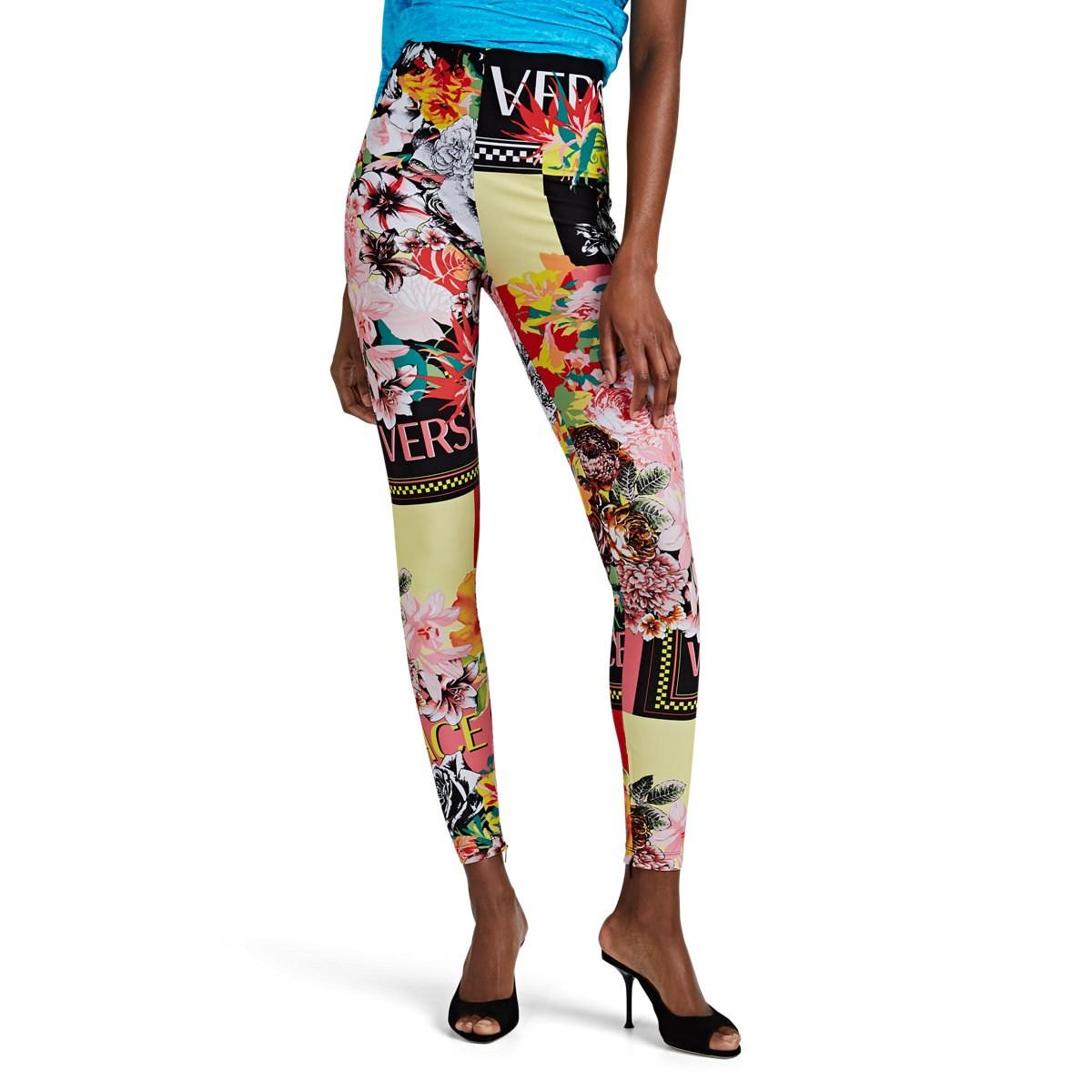 red versace leggings