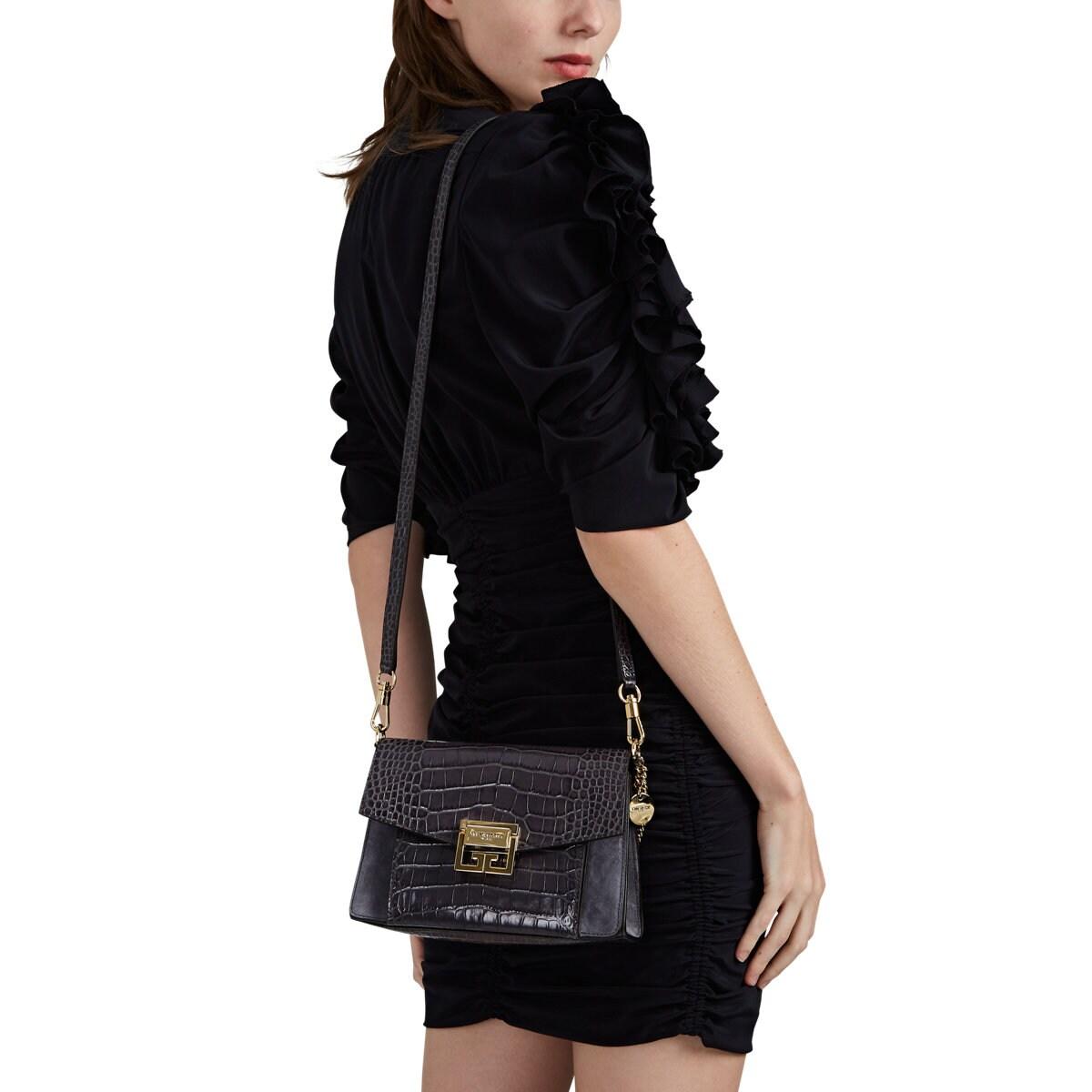 Givenchy Gv3 Small Crocodile-stamped Leather And Suede Shoulder Bag in ...