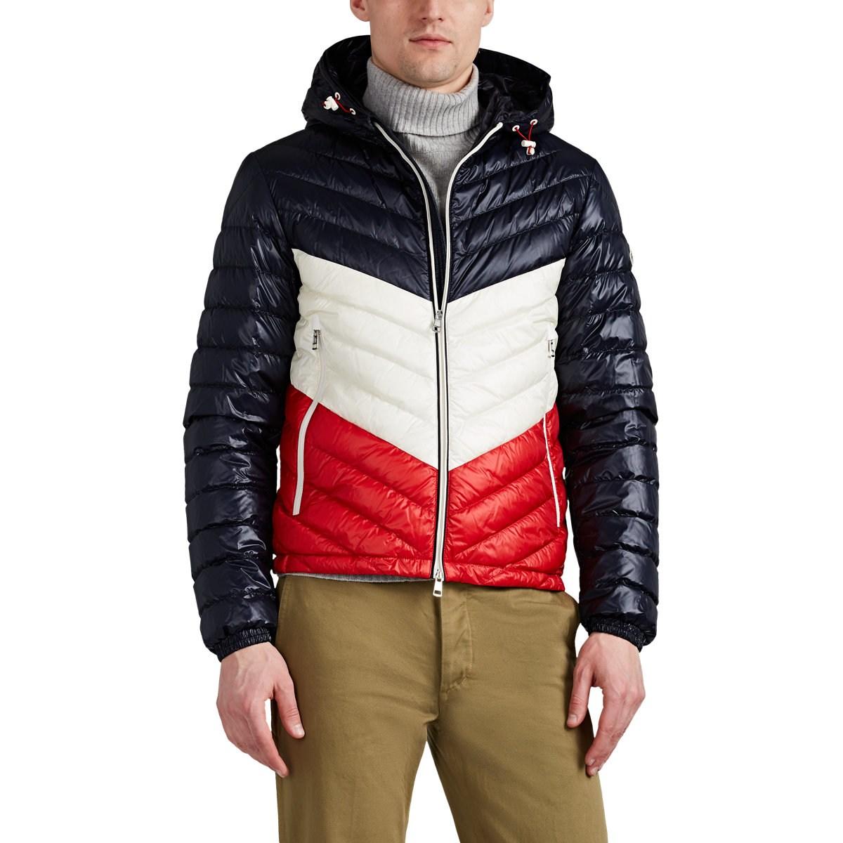 Moncler Synthetic Chevron-quilted Down Puffer Jacket in Red/White/Blue ...