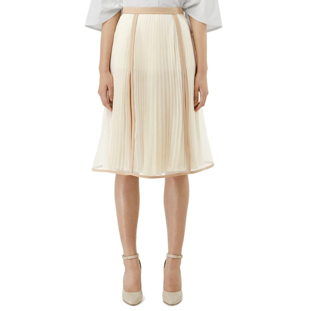 Burberry Silk Organza Layered Skirt in White - Lyst