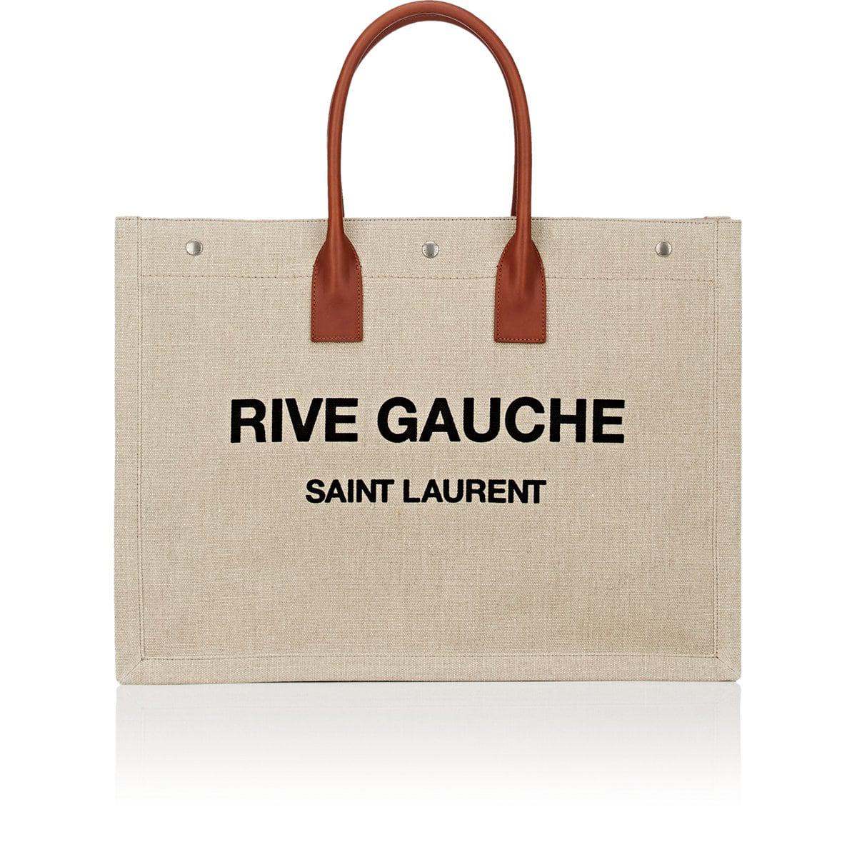 Saint Laurent Rive Gauche Large Canvas Tote Bag in Brown - Lyst