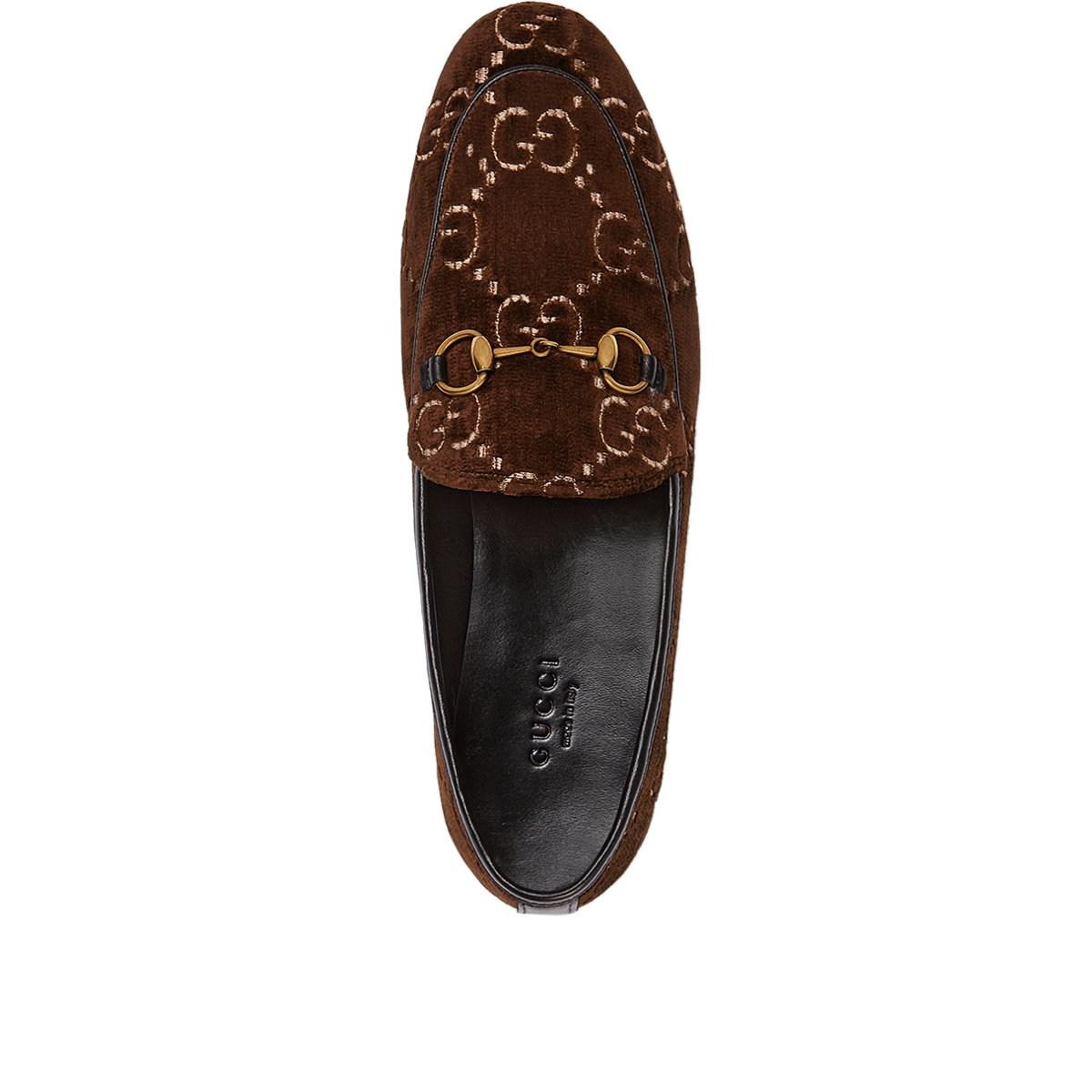 Gucci Brown Jordaan GG Velvet Loafers - Lyst