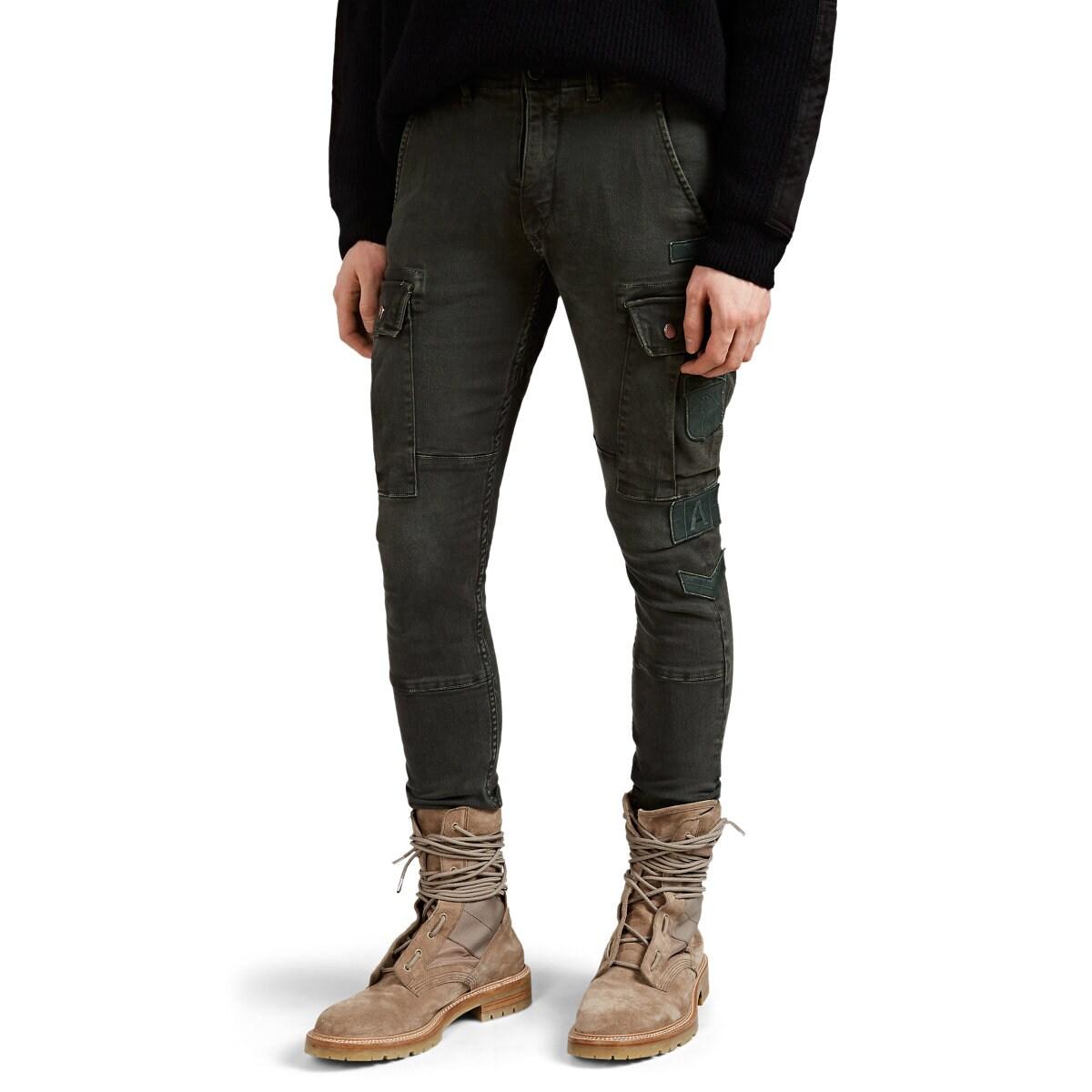 Amiri Appliquéd Denim Slim Cargo Pants in Olive (Green) for Men - Lyst