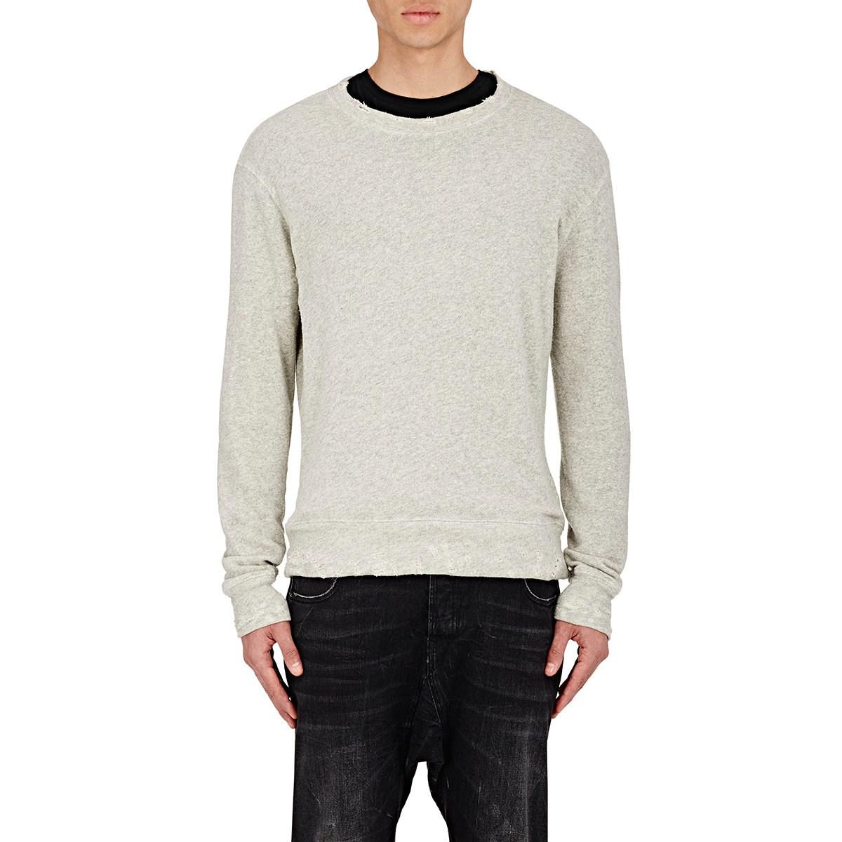 R13 Cotton Distressed Sweatshirt in Gray for Men - Lyst