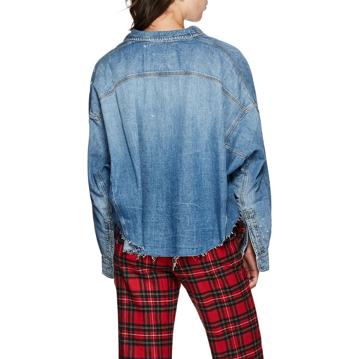 r13 cropped denim shirt