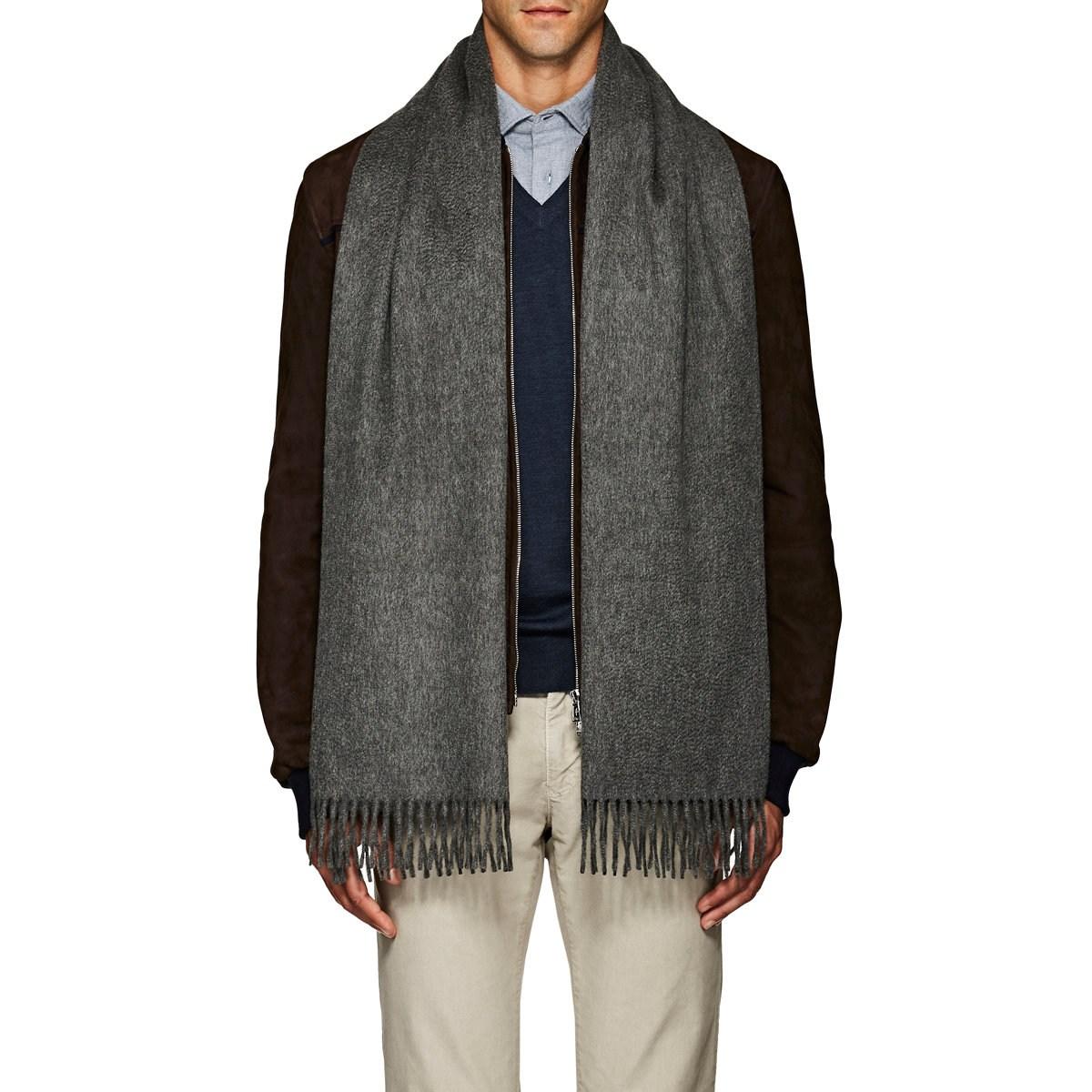 Loro Piana Solid Cashmere Flannel Scarf in Dark Grey,Grey (Gray) for