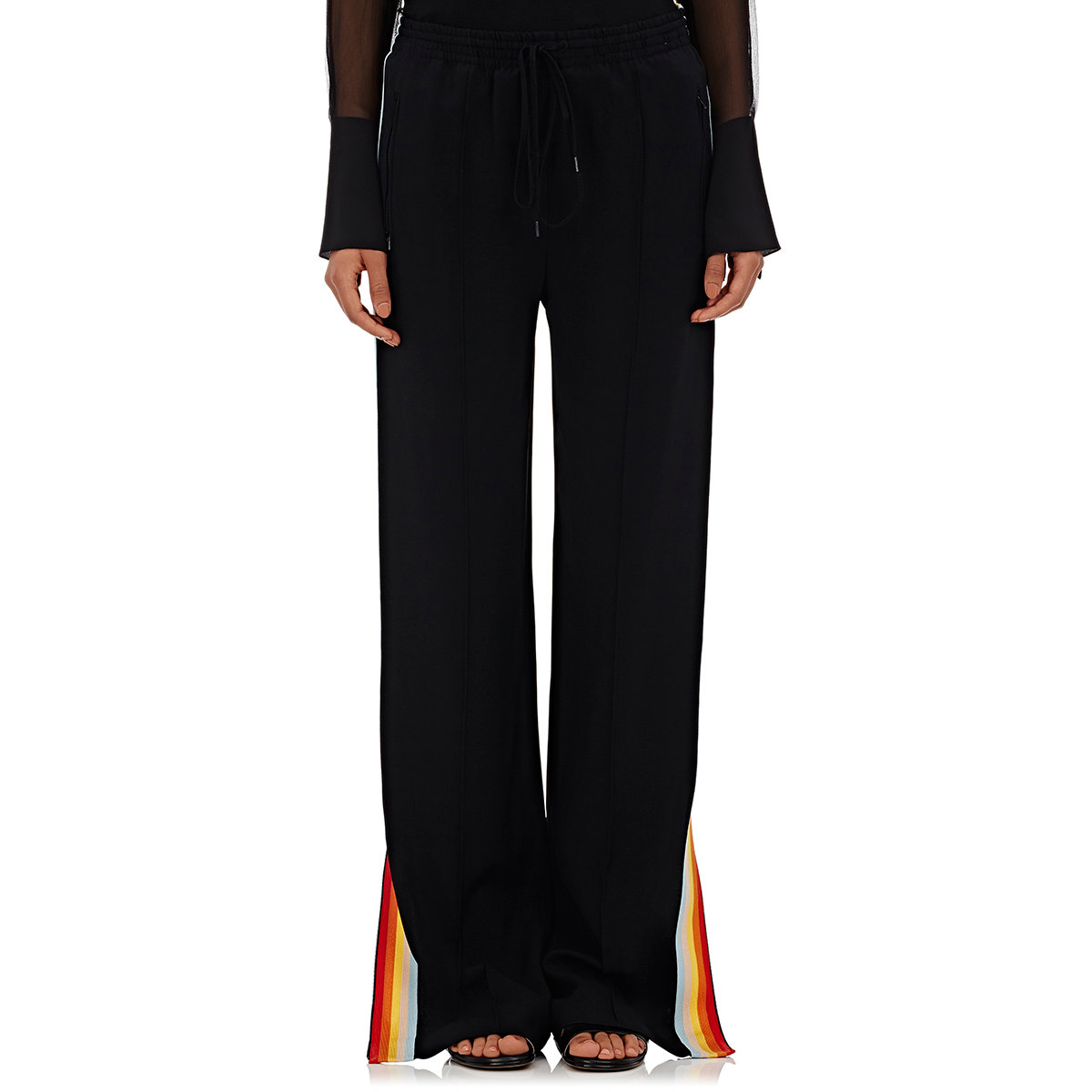 black pants with rainbow stripe