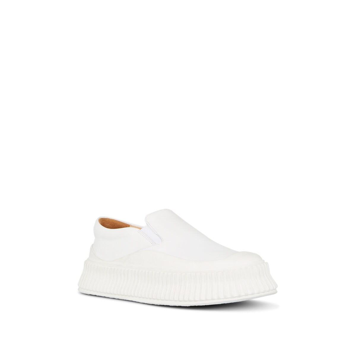 Jil Sander Corrugated-sole Leather Sneakers in White - Lyst