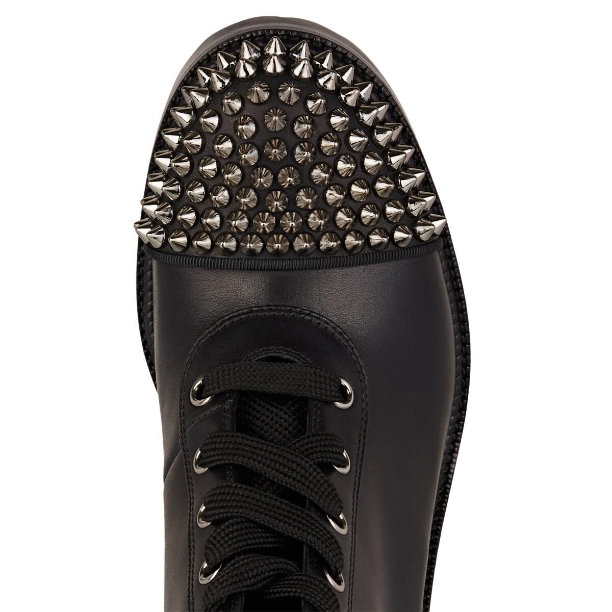 Christian Louboutin Studded Cap-toe Leather Ankle Boots in Black - Lyst