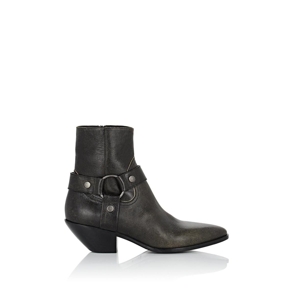 Saint Laurent Leather Harness Ankle Boots in dk.Brown (Brown) - Lyst