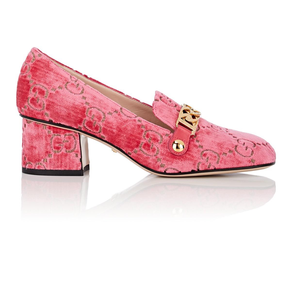 Gucci Sylvie Embossed Velvet Pumps in md. Pink (Pink) Lyst