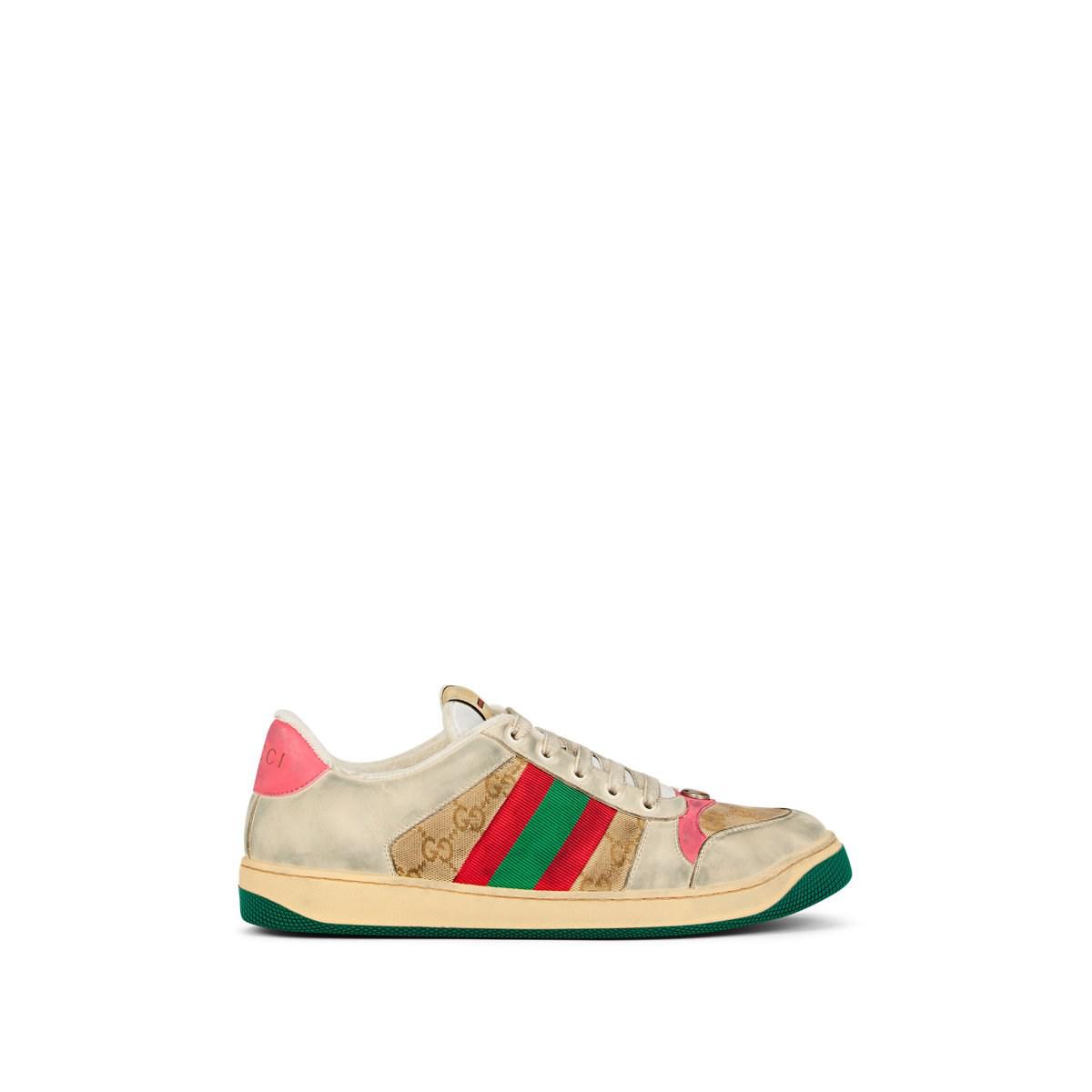 Gucci Leather & Canvas Sneakers in White for Men - Lyst