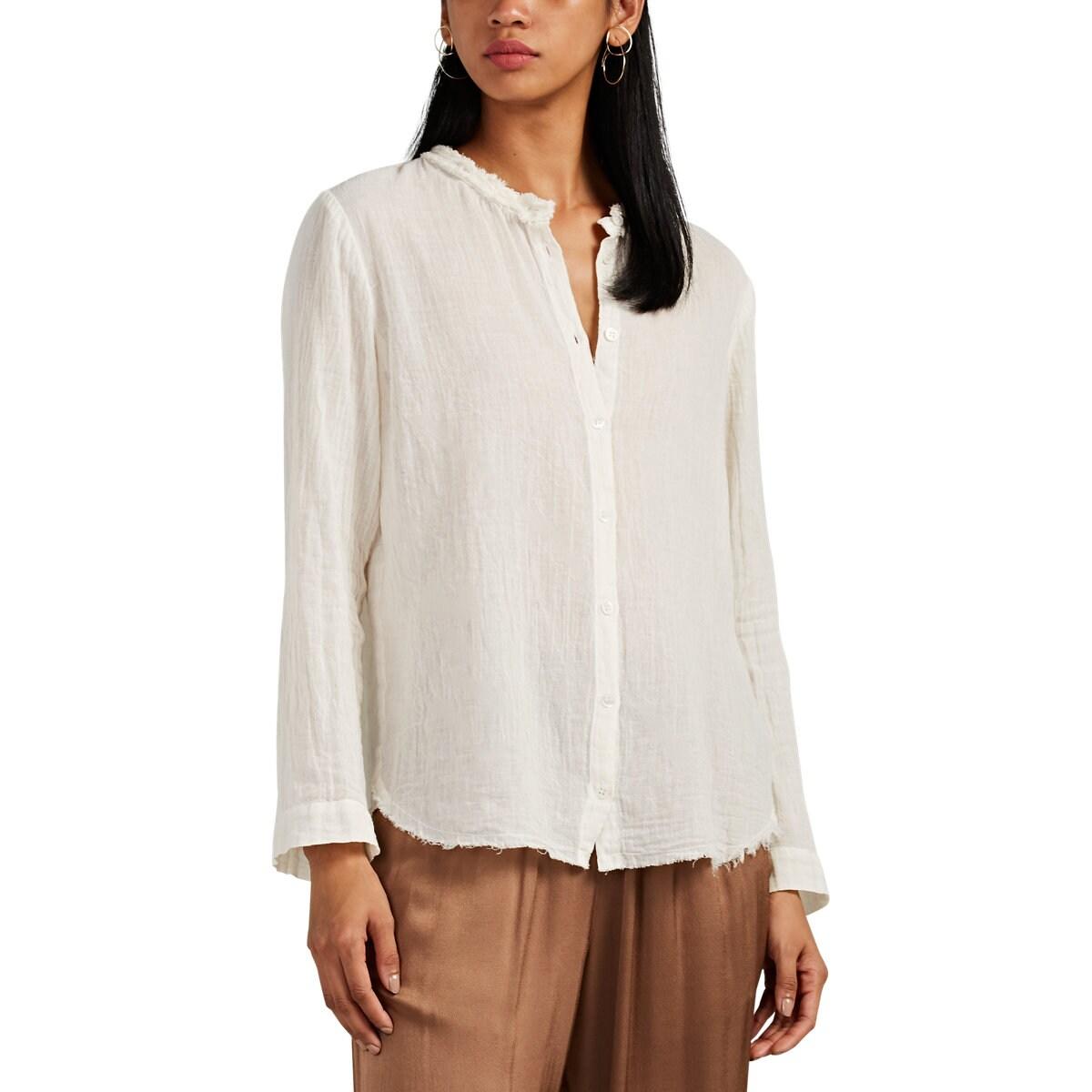 Raquel Allegra Puckered Cotton Gauze Blouse in White Lyst