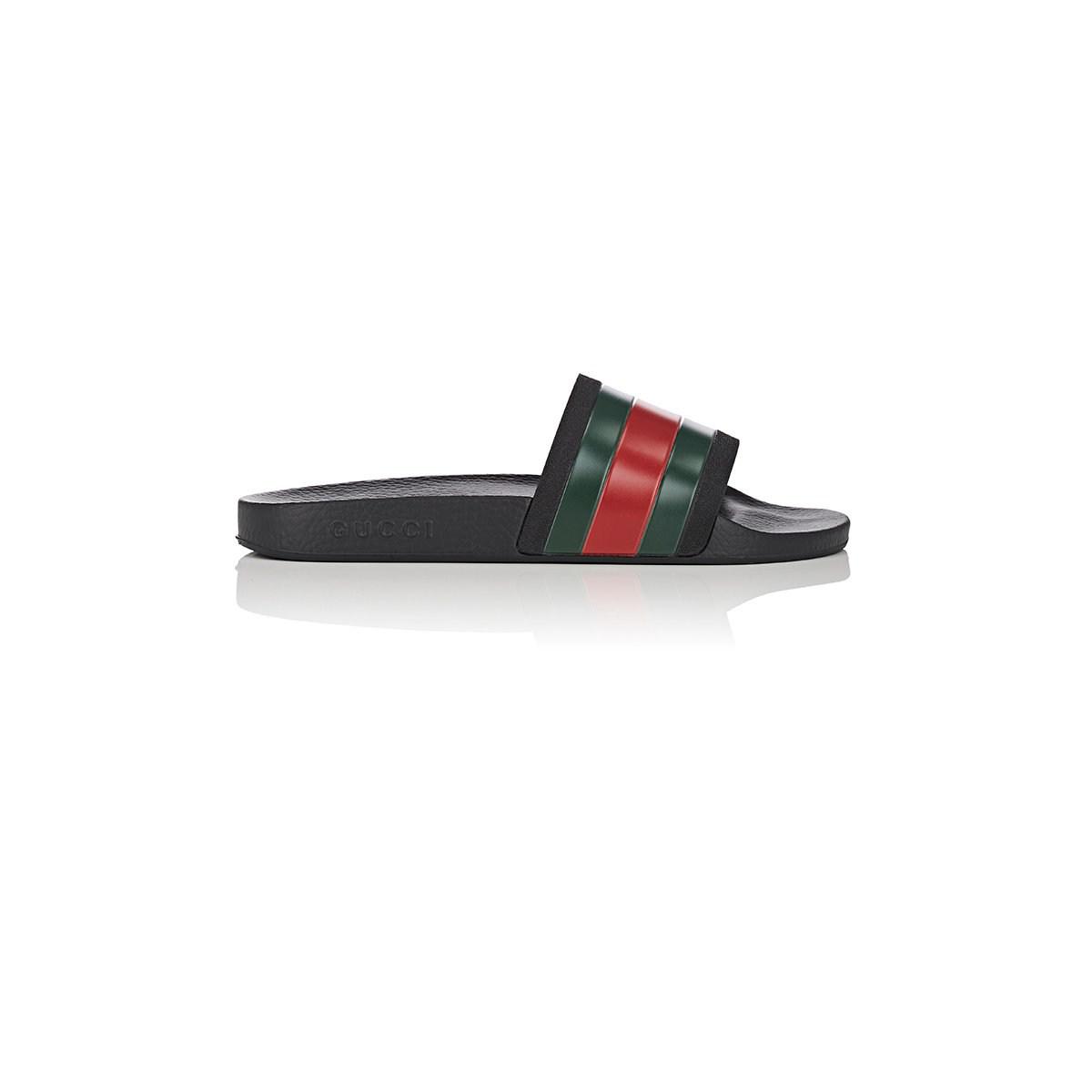 Gucci Web Slide Sandal – Black Rubber with Green & Red Web