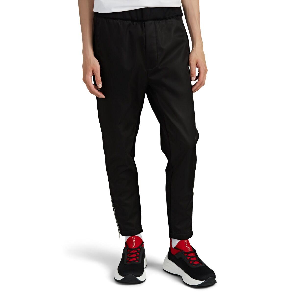 Prada Gabardine-inset Cotton-blend Jogger Pants in Black for Men - Lyst