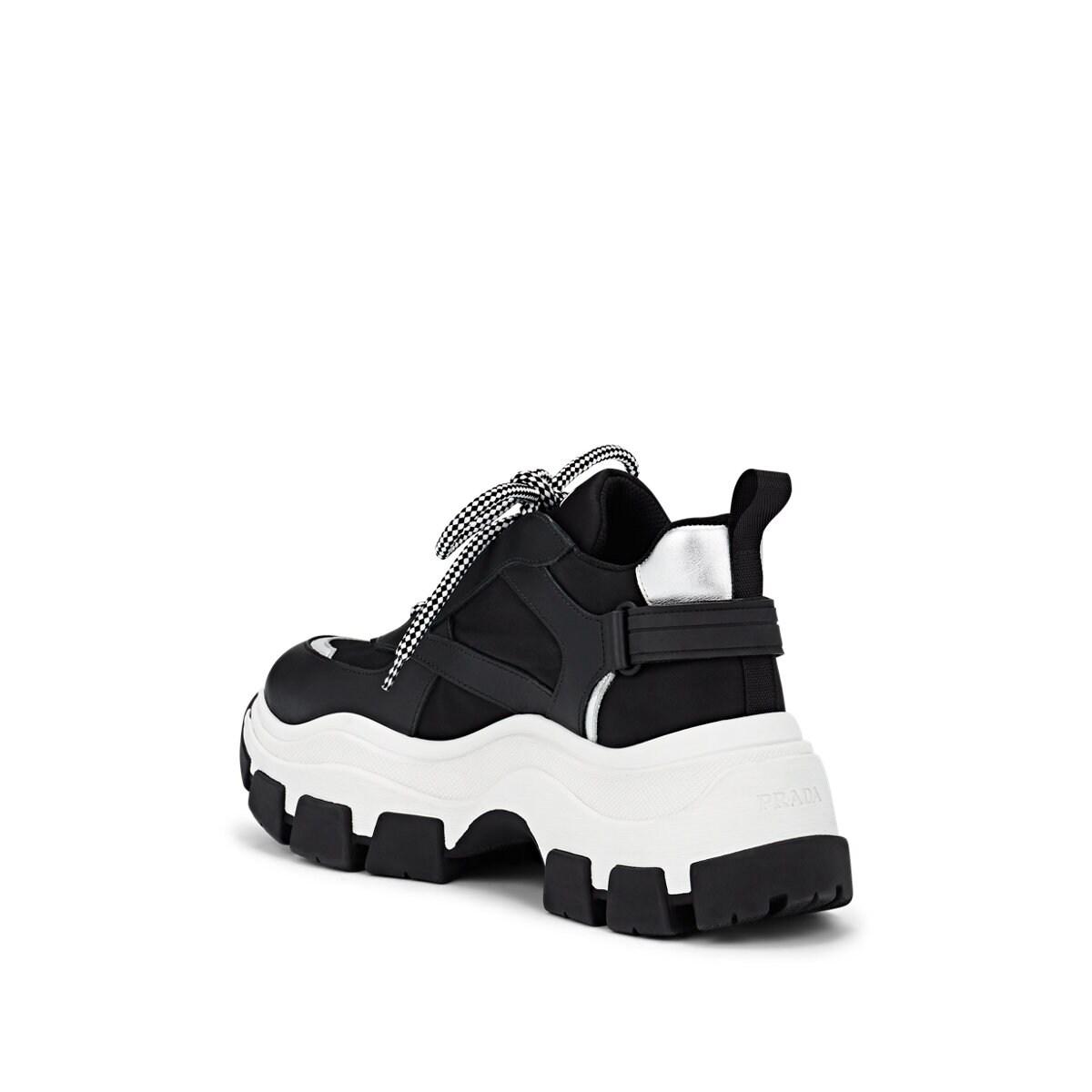 Prada Black Leather Low Top Chunky Sneakers - Lyst