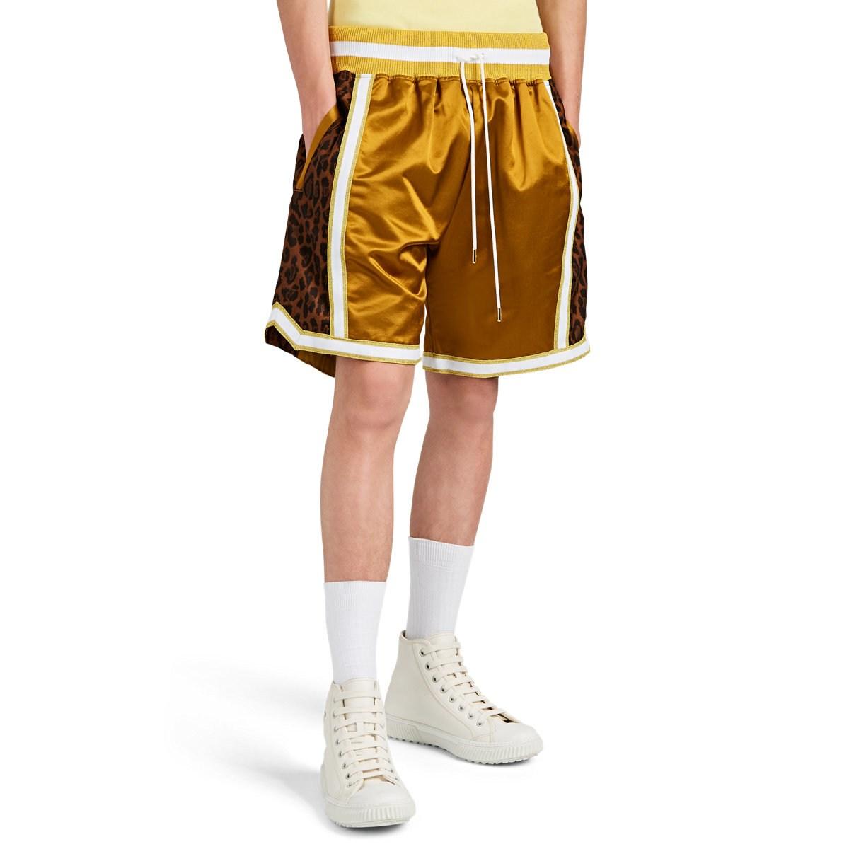 Just Don Leopardprint Cottonblend Satin Basketball Shorts in Gold (Metallic) for Men Lyst