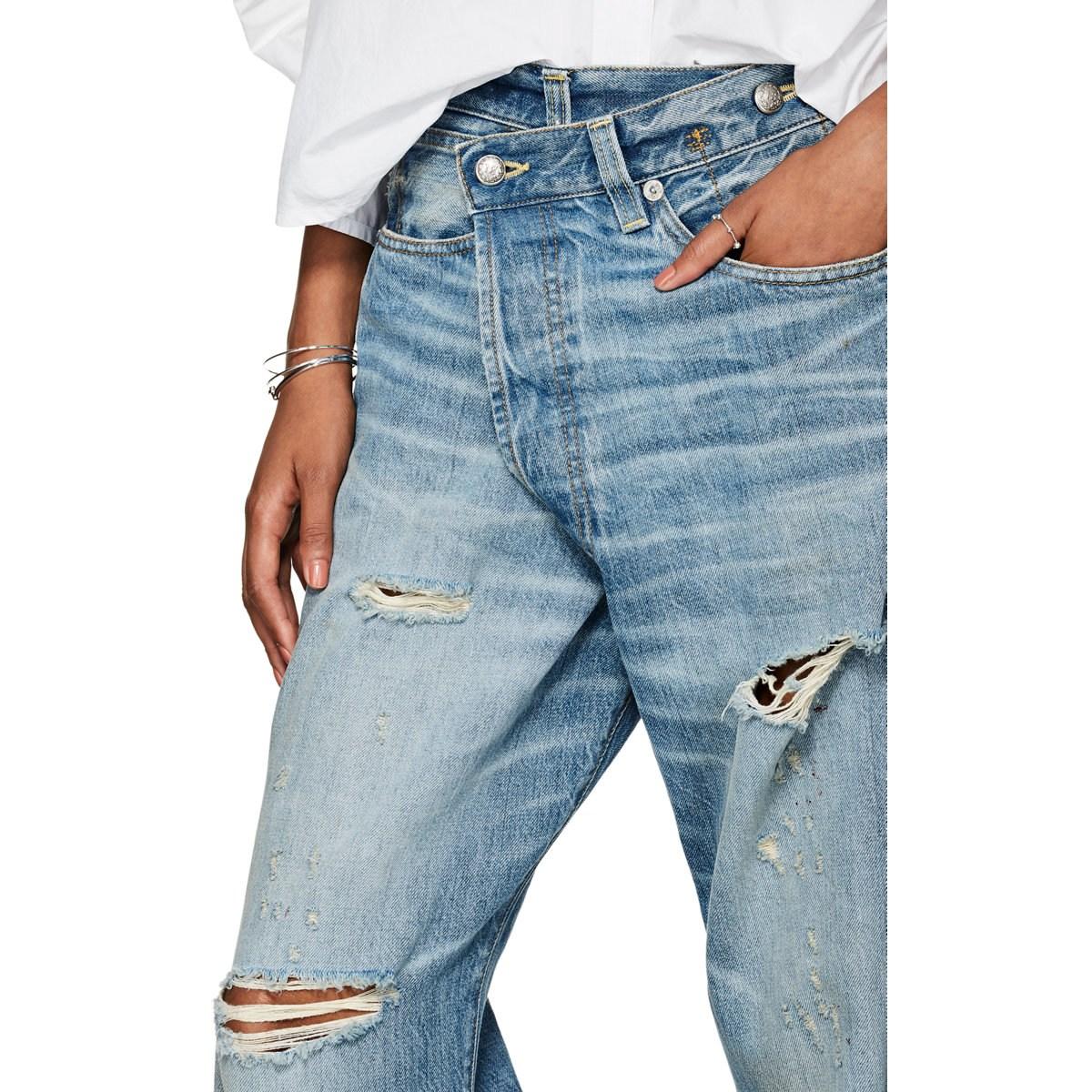 R13 Denim Distressed Crossover Jeans in Blue - Lyst