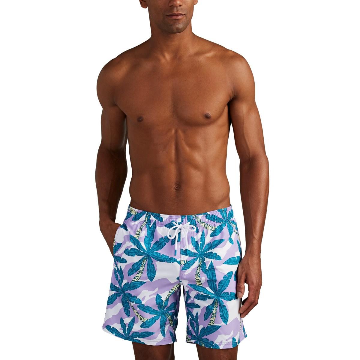 Sundek Synthetic Palmtreeprint Swim Trunks in Lilac (Purple) for Men