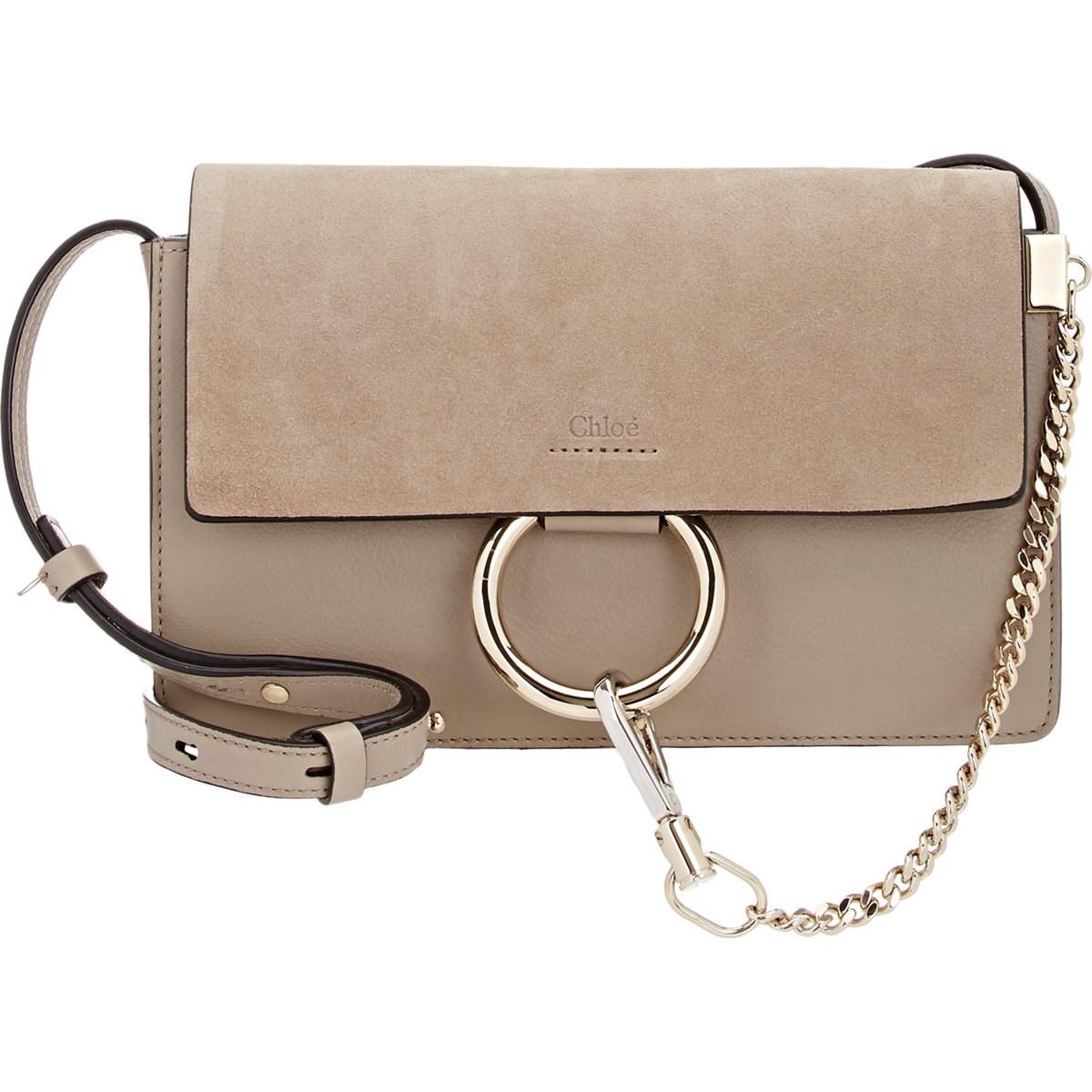 Chloé Faye Small Leather Shoulder Bag in Grey (Gray) - Lyst
